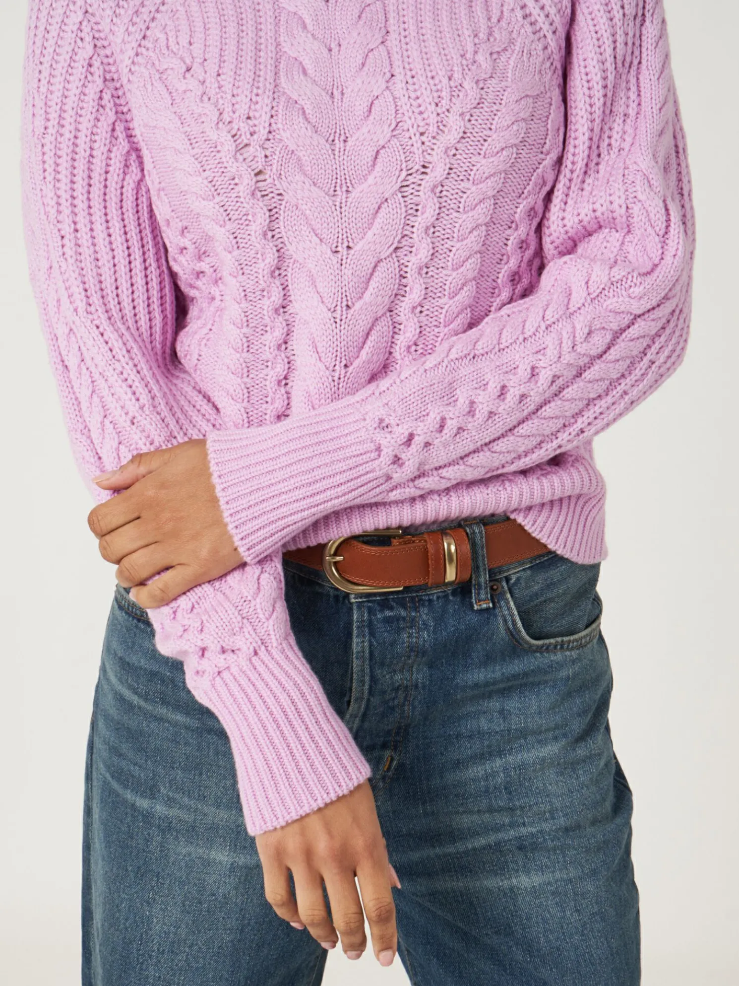 Kabeltrui Van Merinowol Met Opstaande Kraag