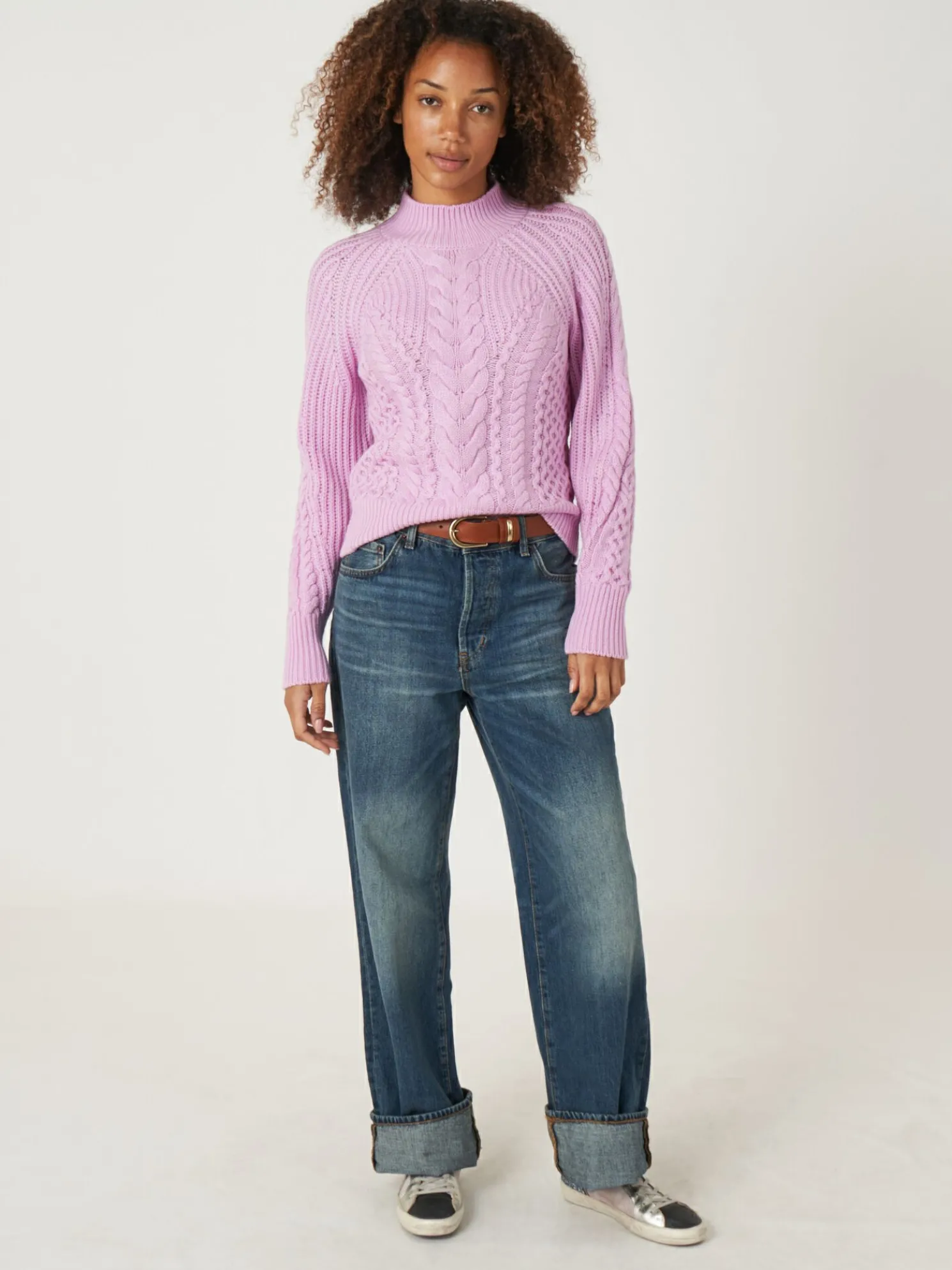 Kabeltrui Van Merinowol Met Opstaande Kraag