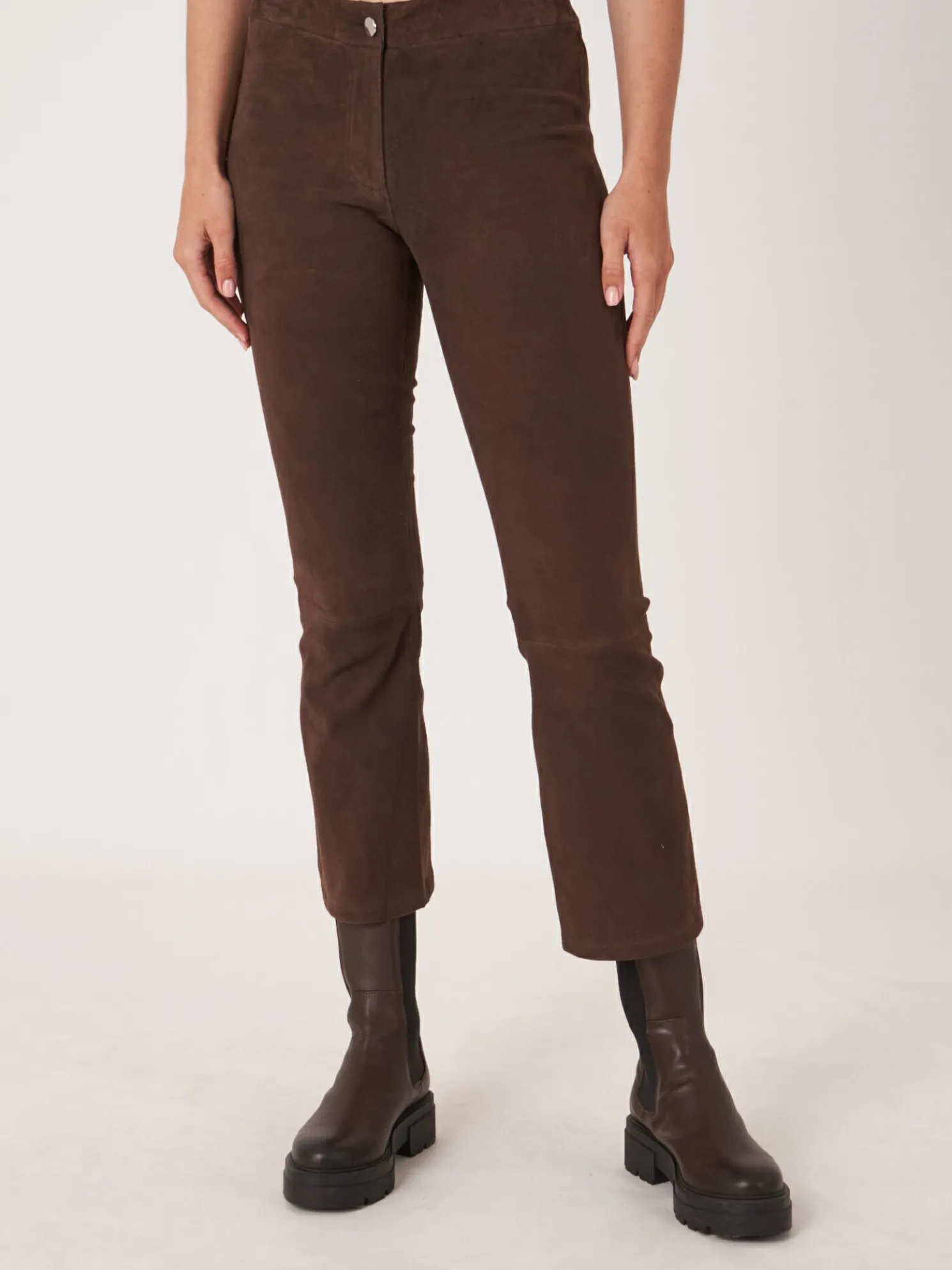 Korte Bootcut Broek Van Suede