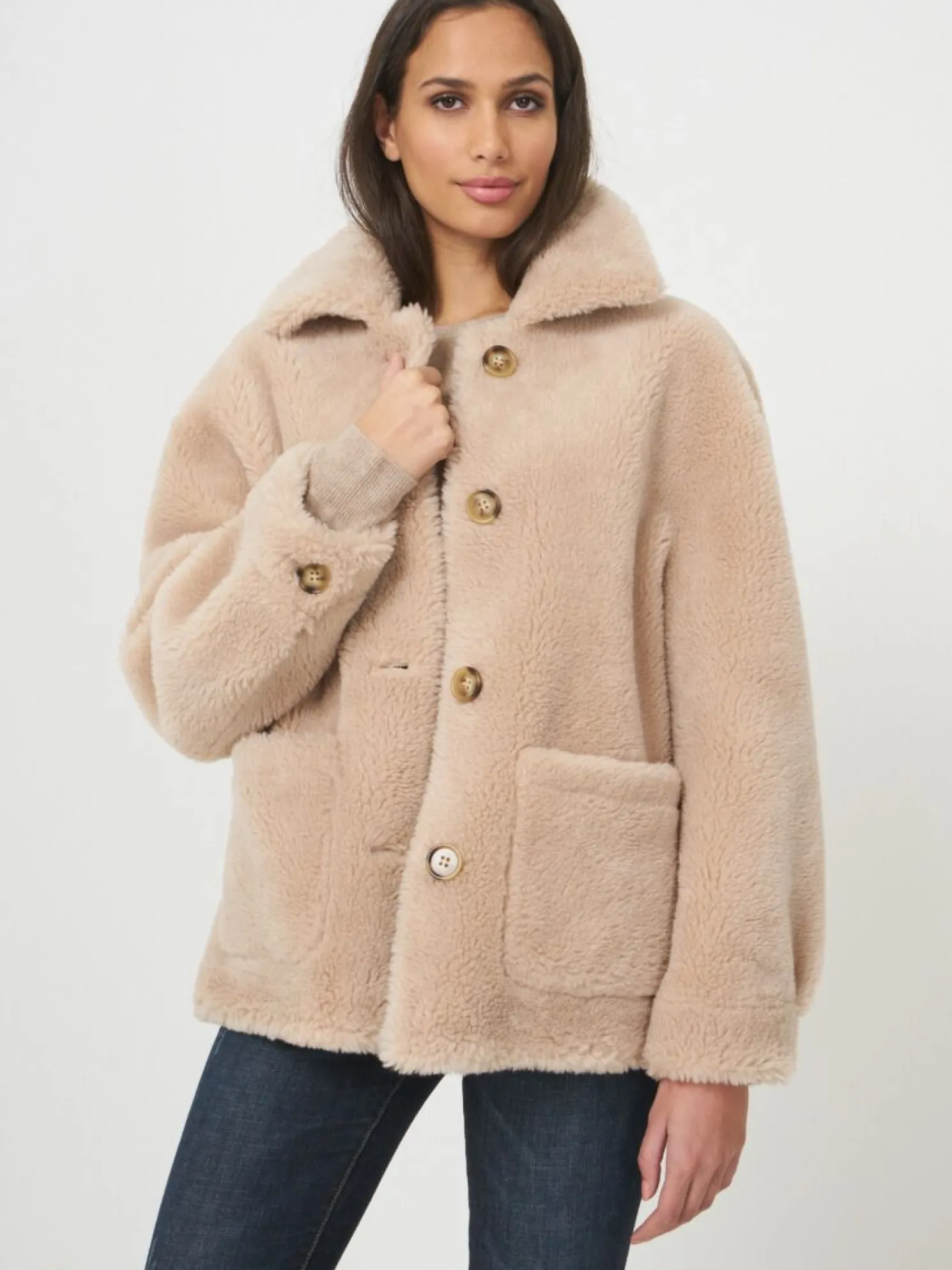 Korte Omkeerbare Faux Shearling Jas