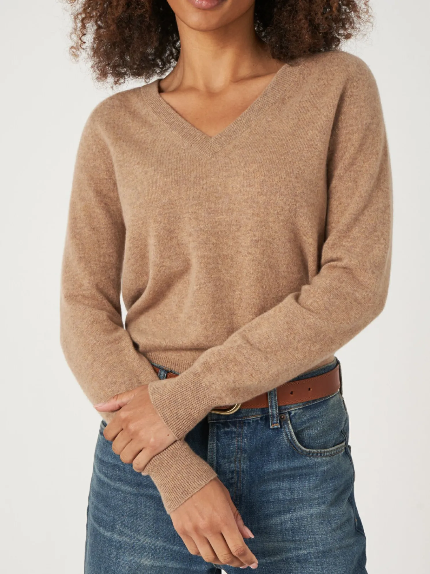 Lichte Cashmere Pullover Met V-Hals