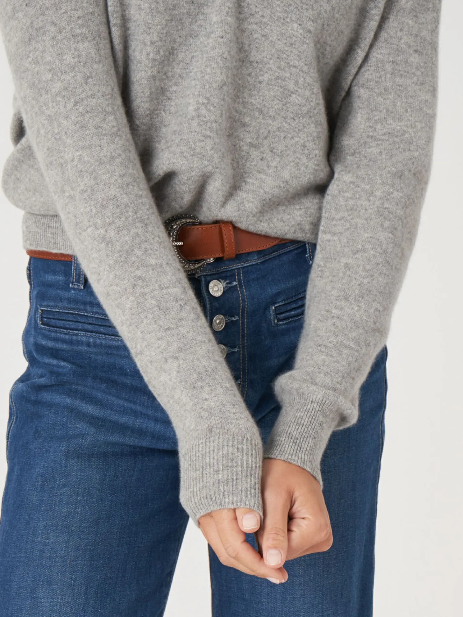 Lichte Cashmere Pullover Met V-Hals