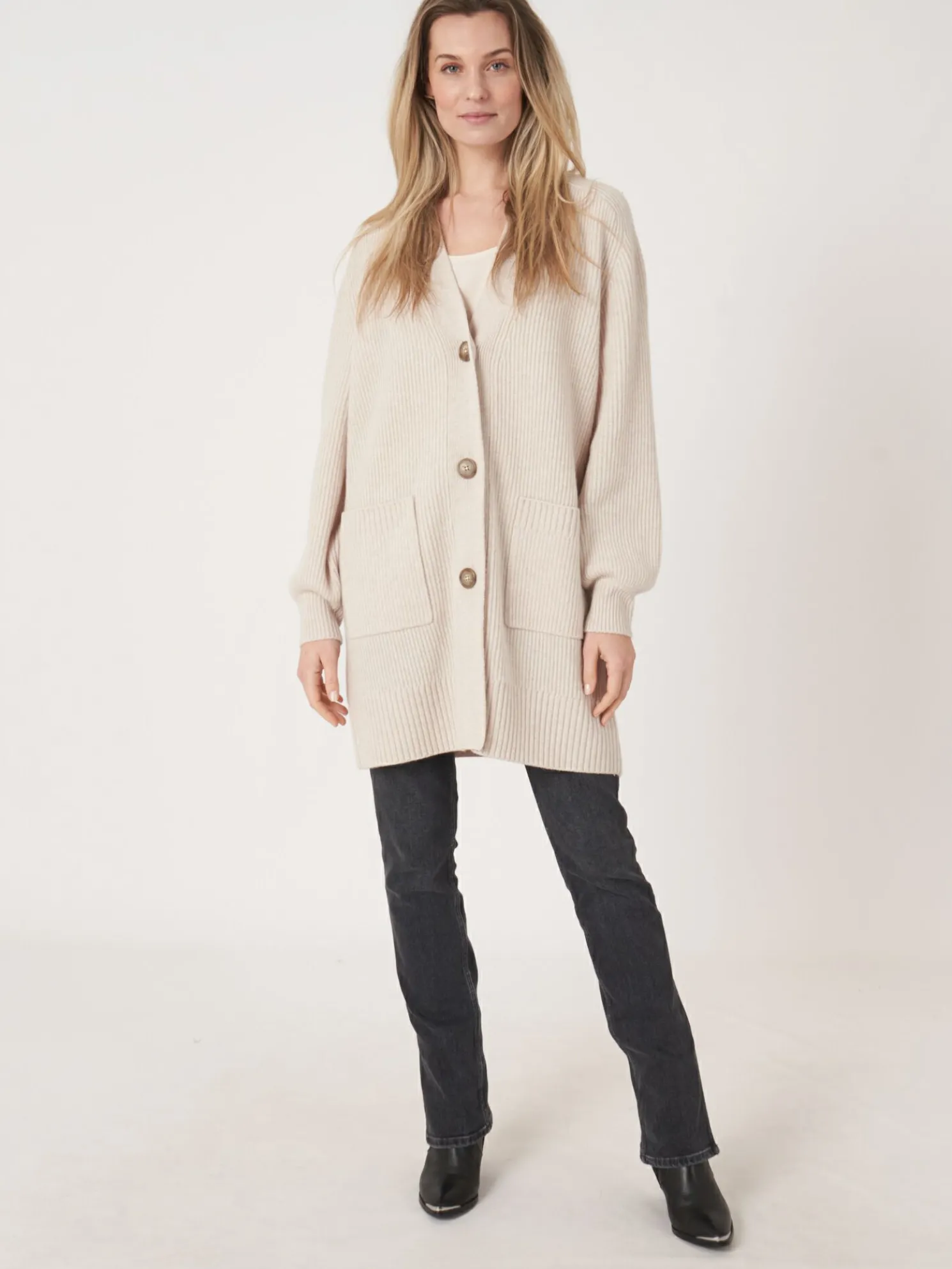 Middellang Geribd Vest Met Zakken