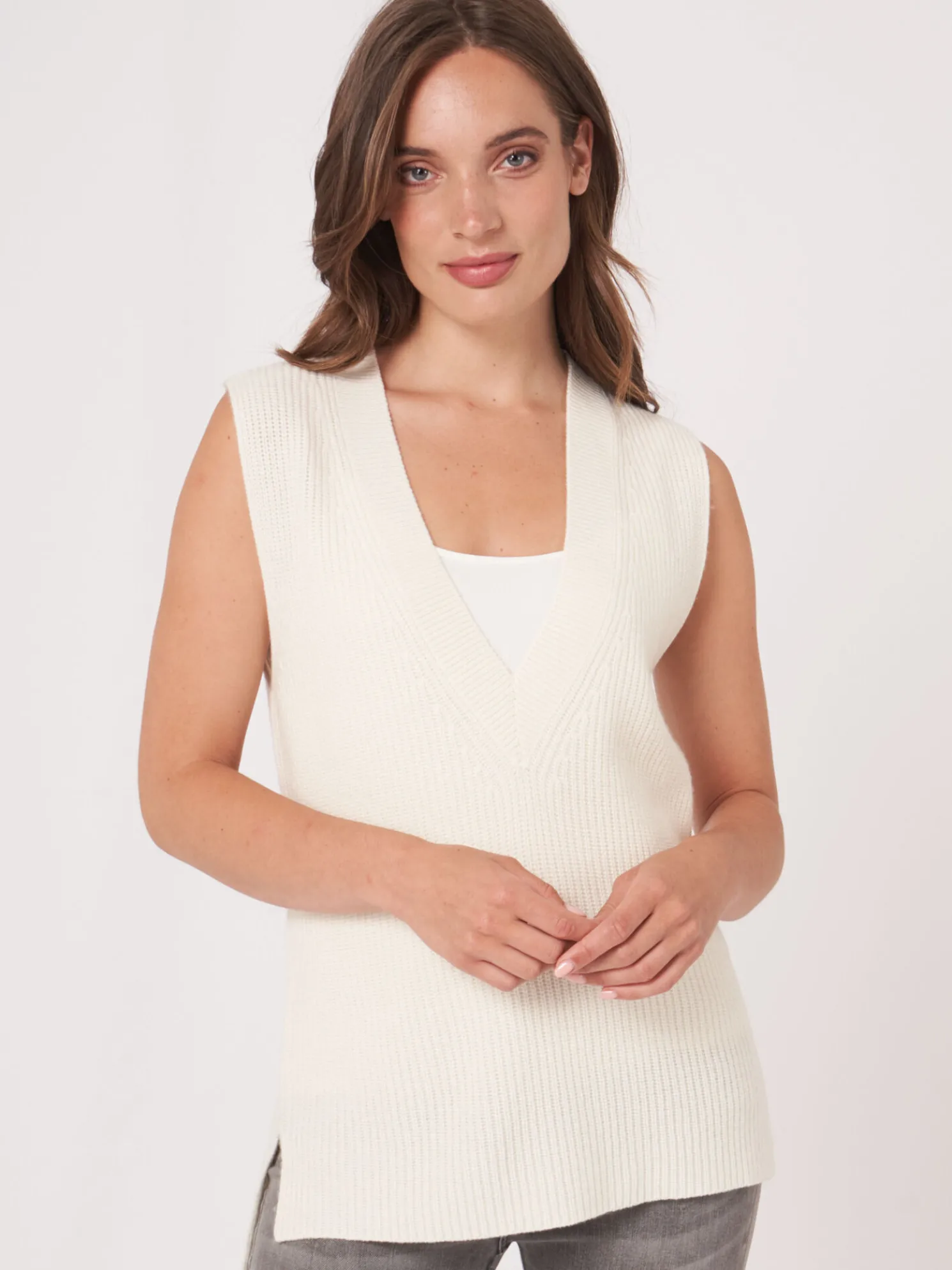 Mouwloze Trui Met Diepe V-Hals