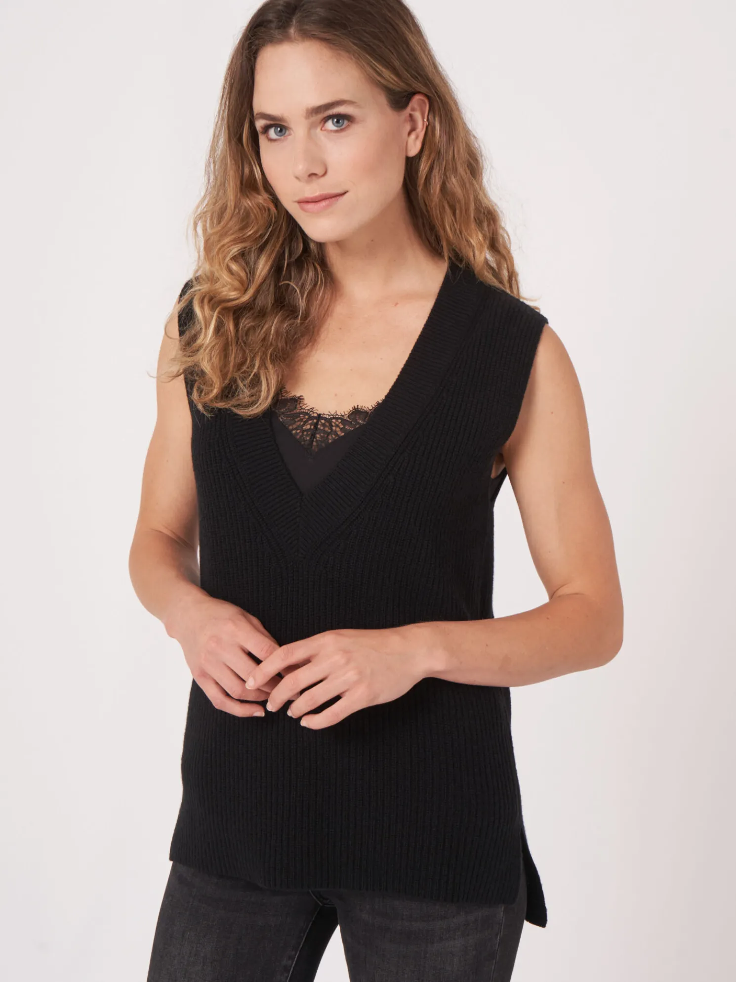 Mouwloze Trui Met Diepe V-Hals