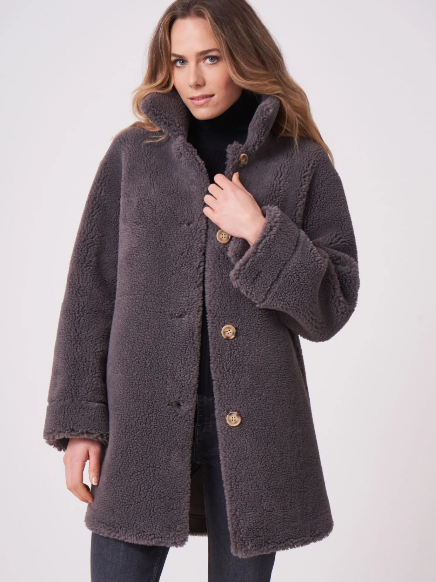 Omkeerbare Wollen Faux Shearling J