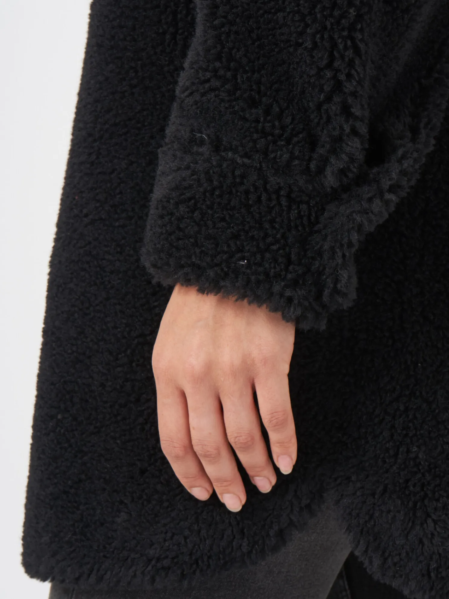 Omkeerbare Wollen Faux Shearling Jas