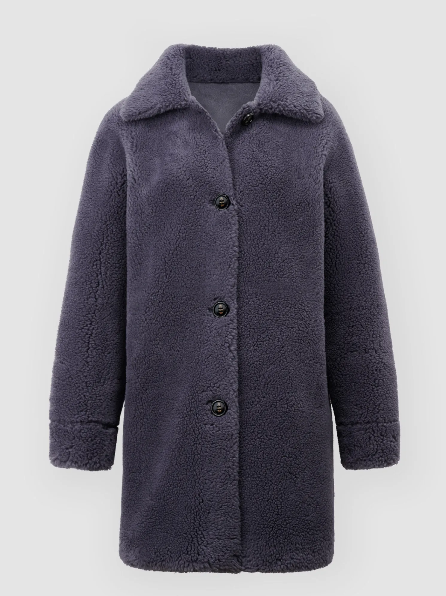 Omkeerbare Wollen Faux Shearling Jas