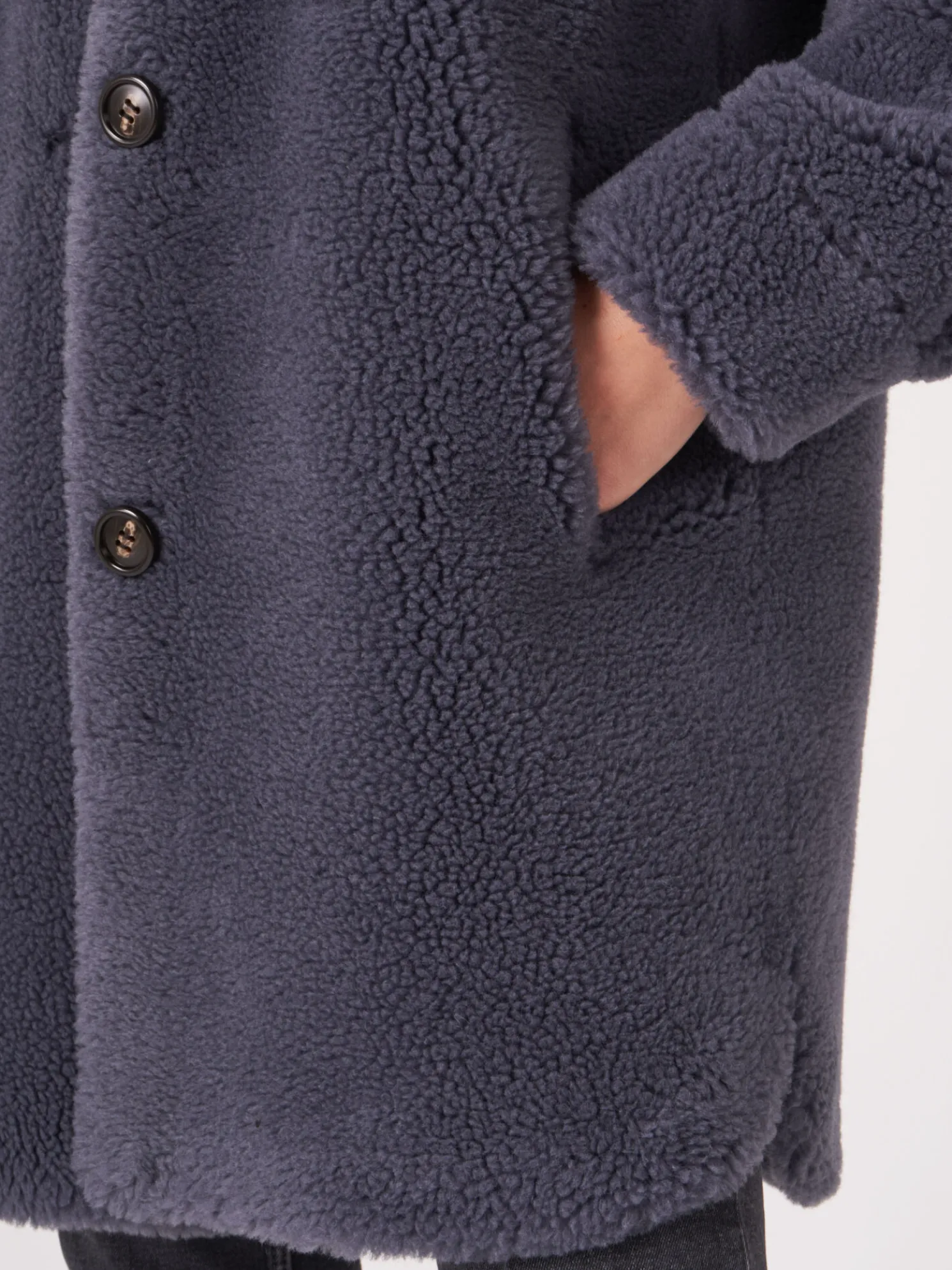 Omkeerbare Wollen Faux Shearling Jas