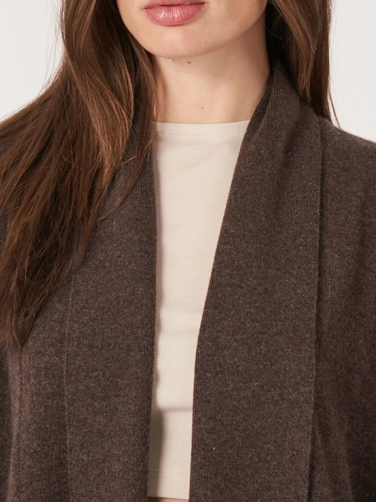 Open Cashmere Open Sjaalkraag Vest Met Zakken