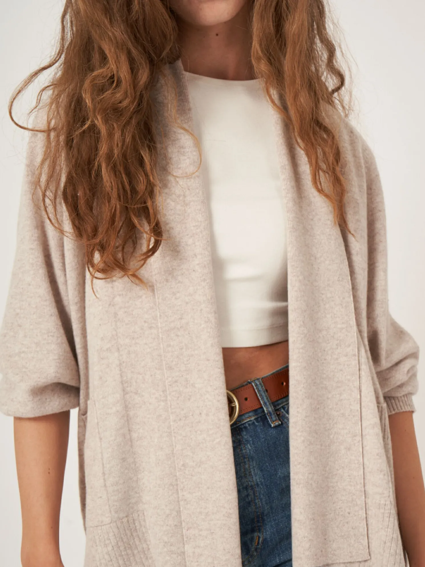 Open Cashmere Open Sjaalkraag Vest Met Zakken