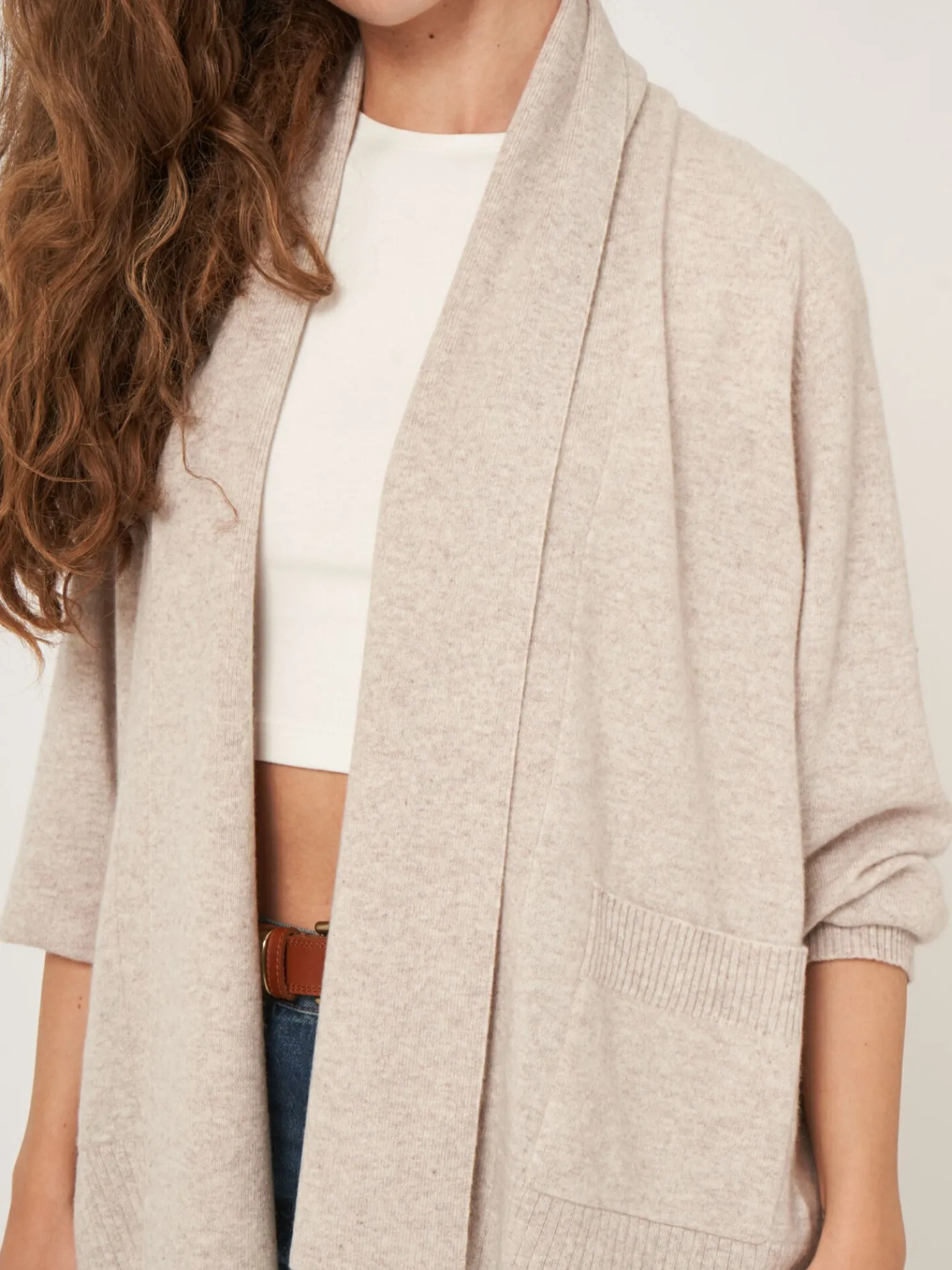 Open Cashmere Open Sjaalkraag Vest Met Zakken