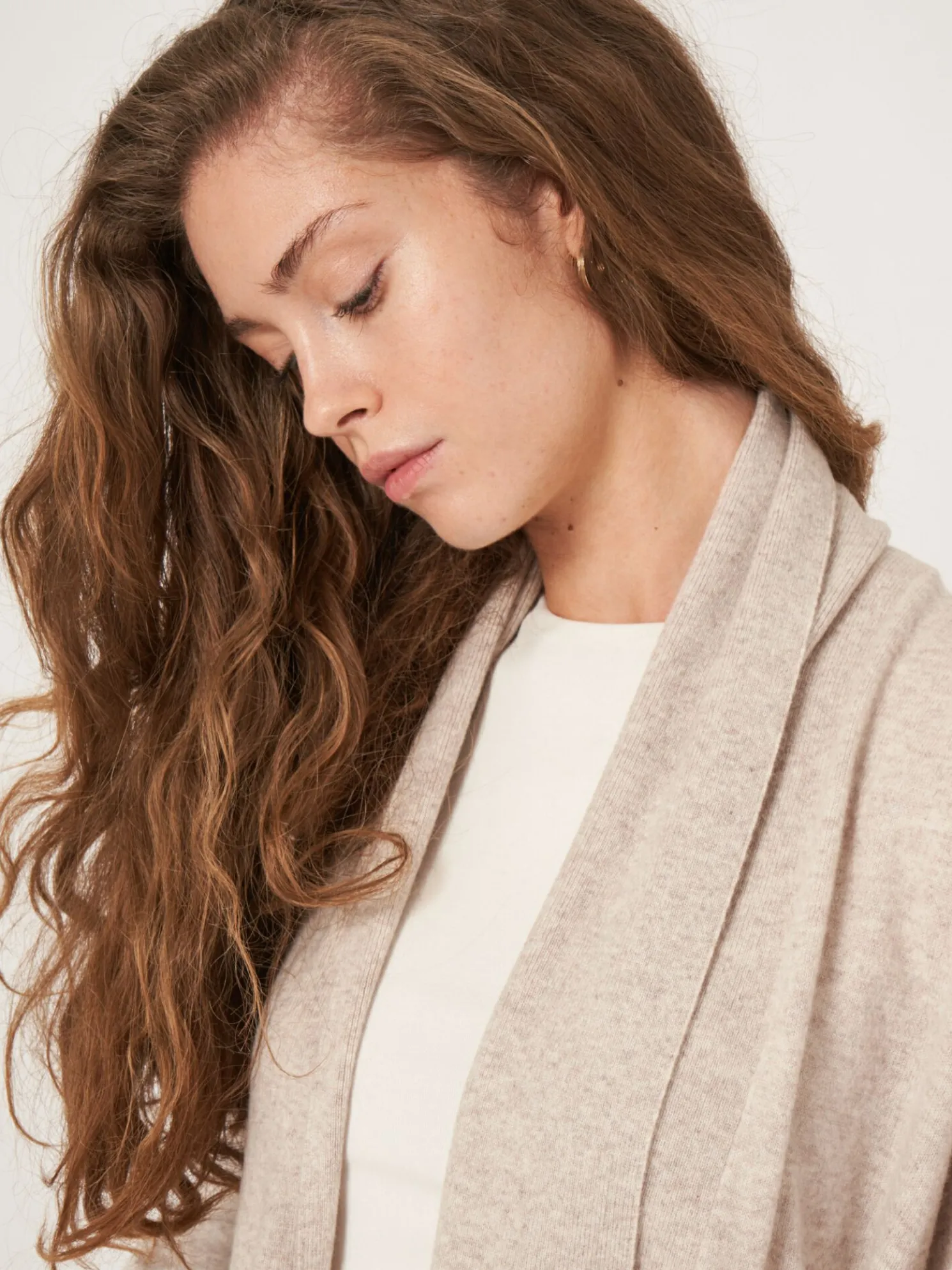 Open Cashmere Open Sjaalkraag Vest Met Zakken