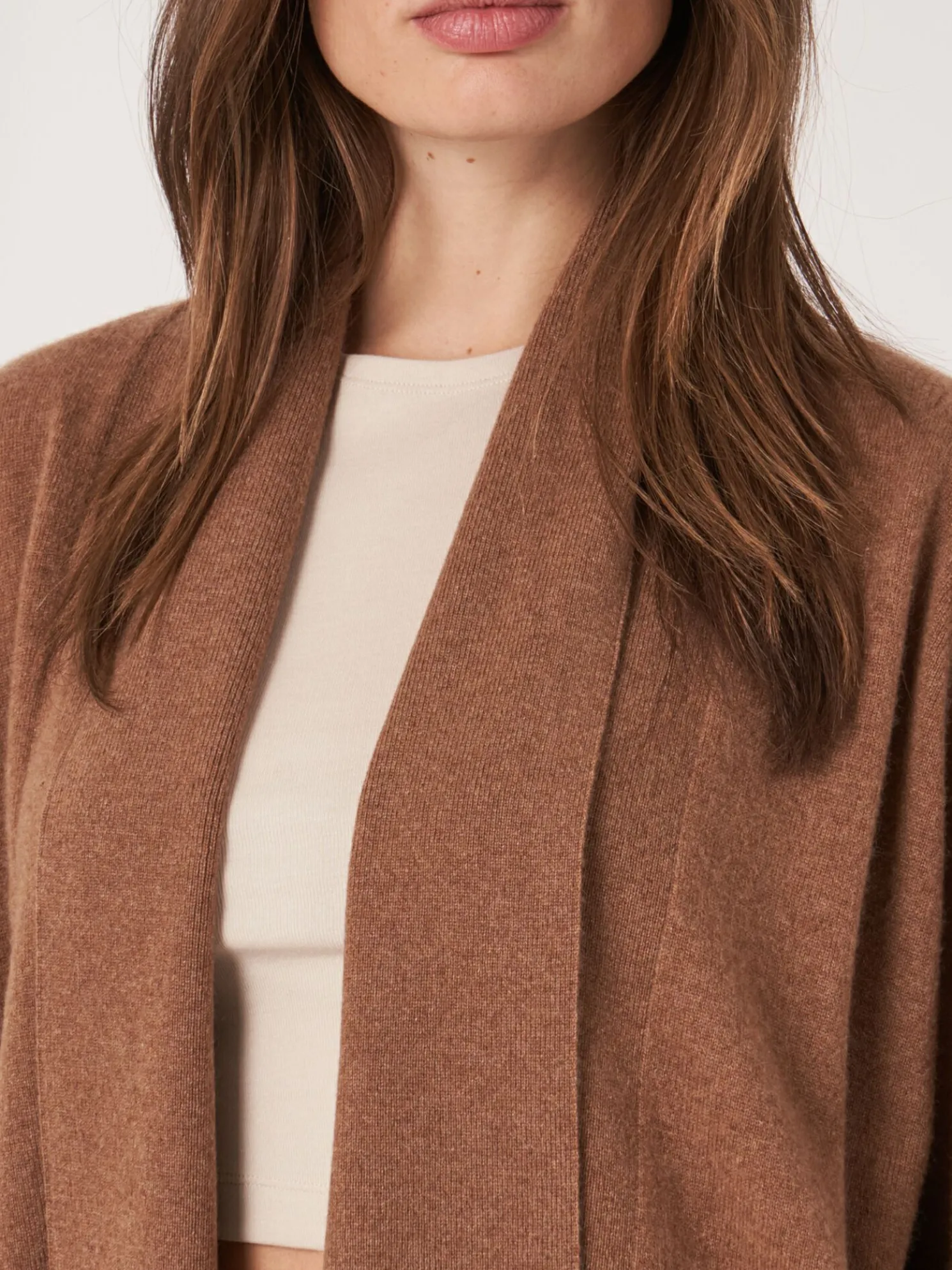 Open Cashmere Open Sjaalkraag Vest Met Zakken