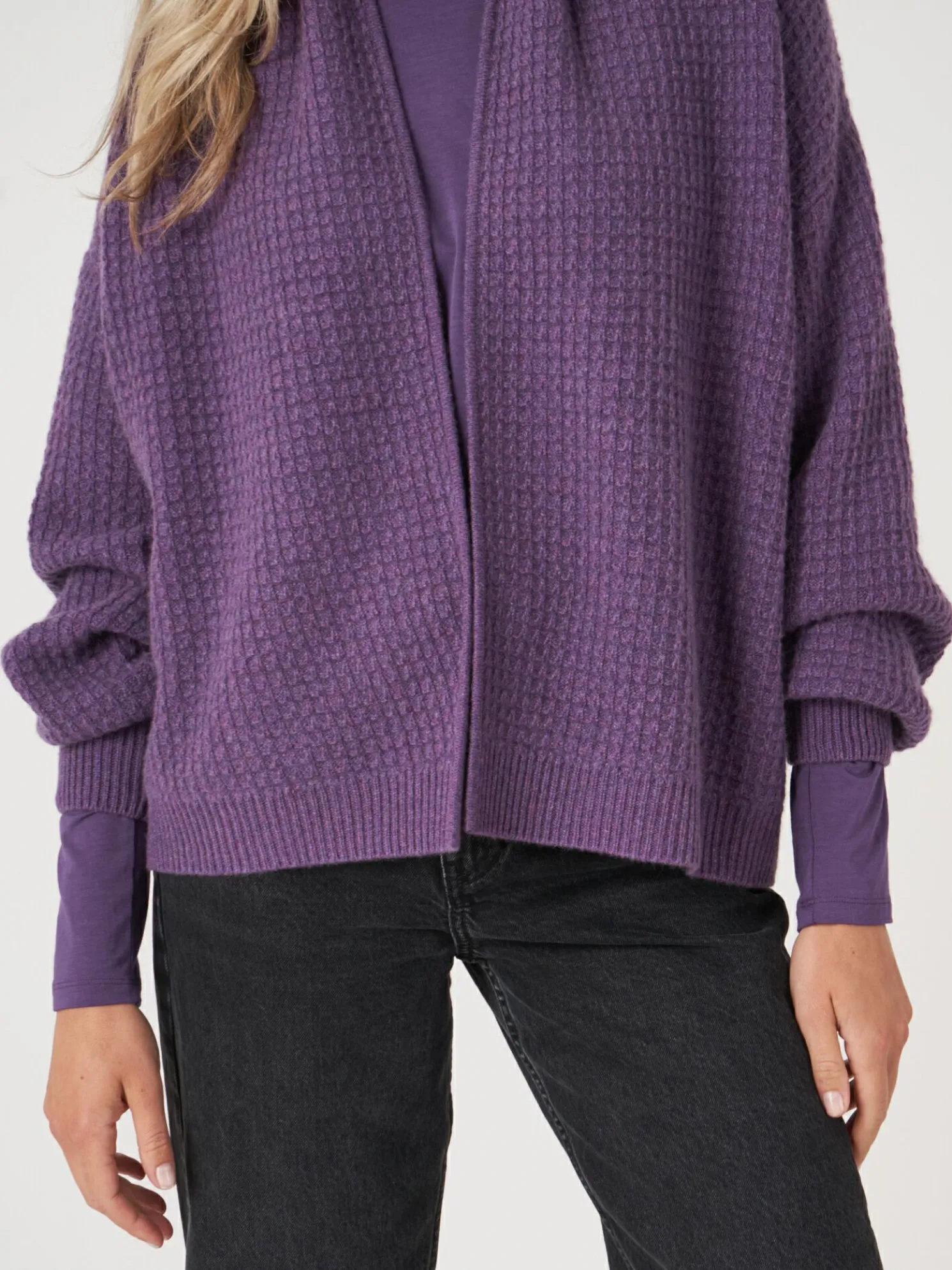 Open Cashmere Vest Met Textuur