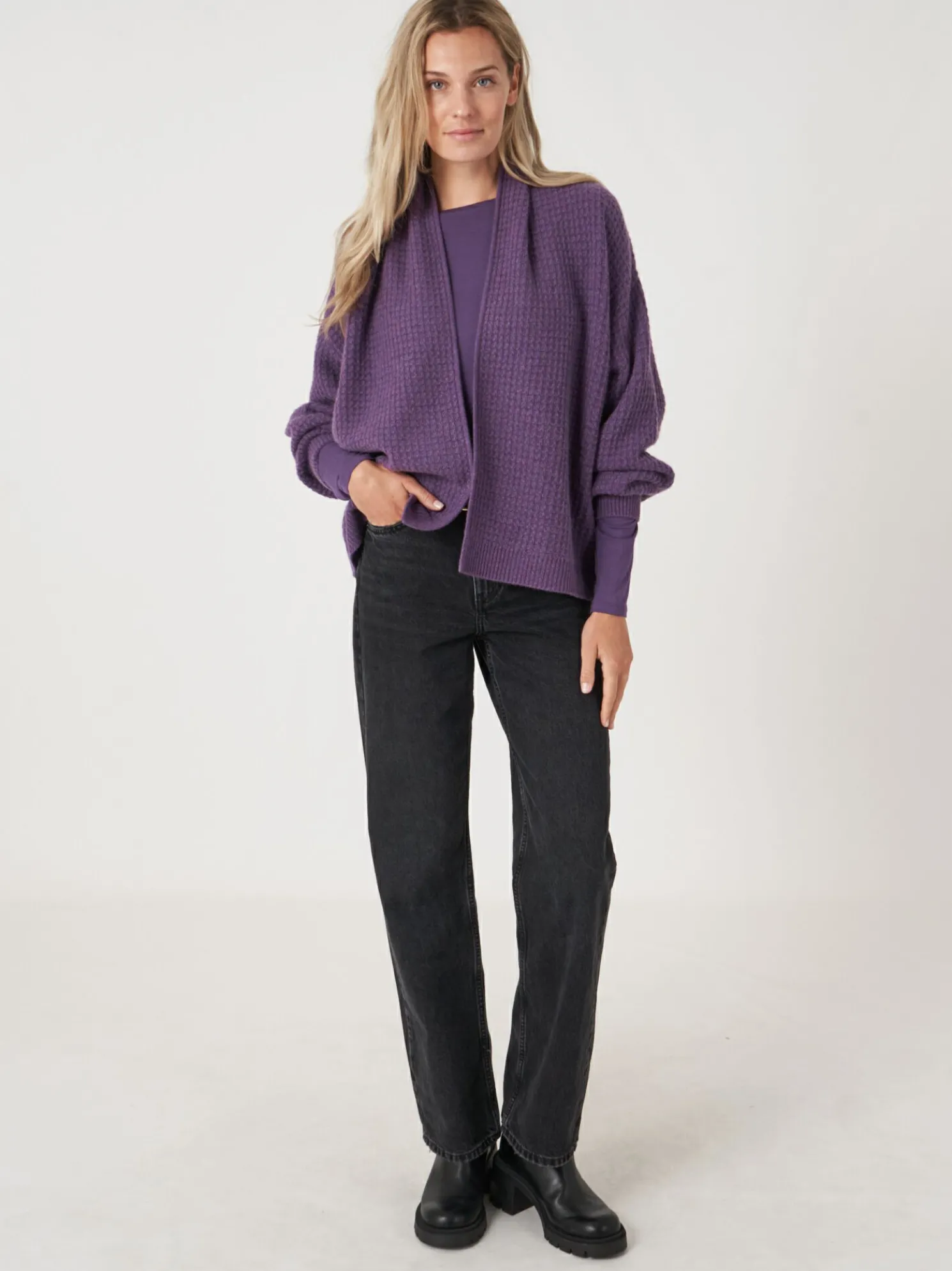 Open Cashmere Vest Met Textuur