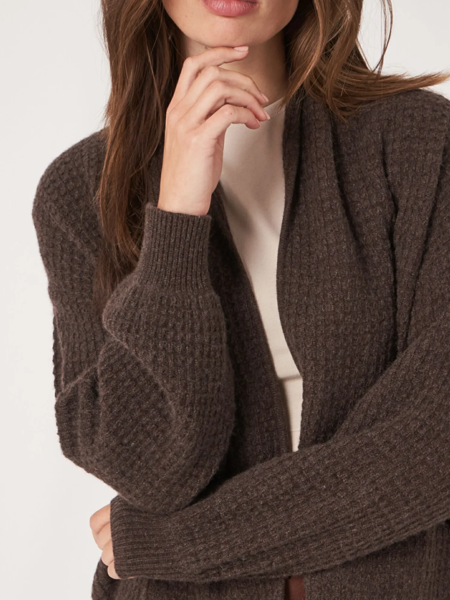 Open Cashmere Vest Met Textuur