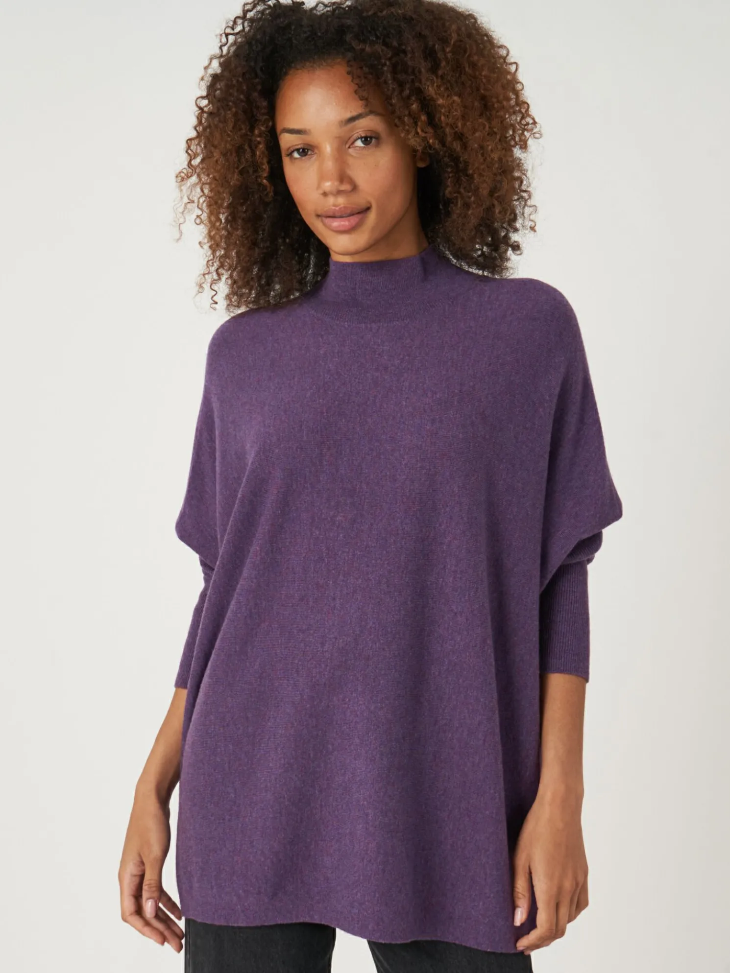 Oversized Fijn Gebreide Poncho Trui Van Cashmere-Mix