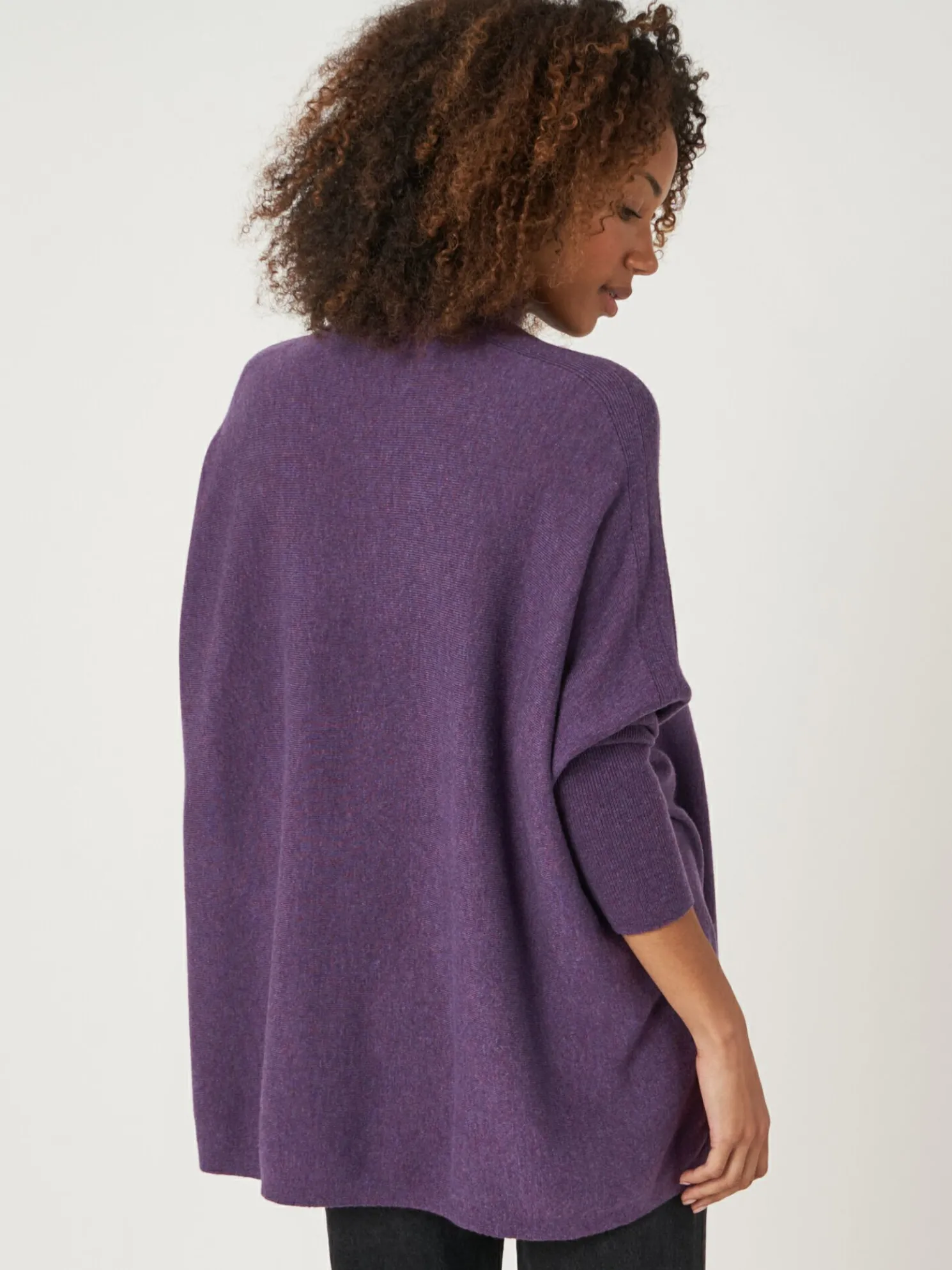 Oversized Fijn Gebreide Poncho Trui Van Cashmere-Mix