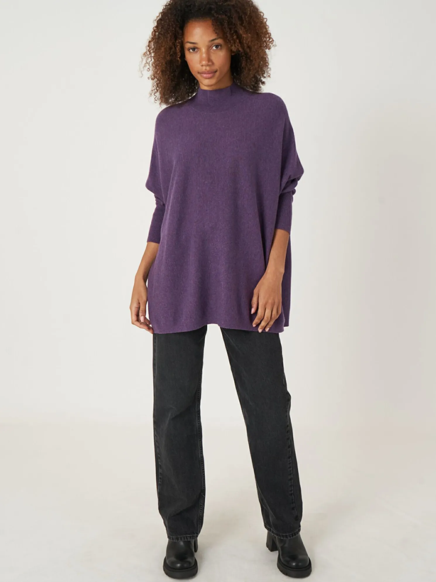 Oversized Fijn Gebreide Poncho Trui Van Cashmere-Mix