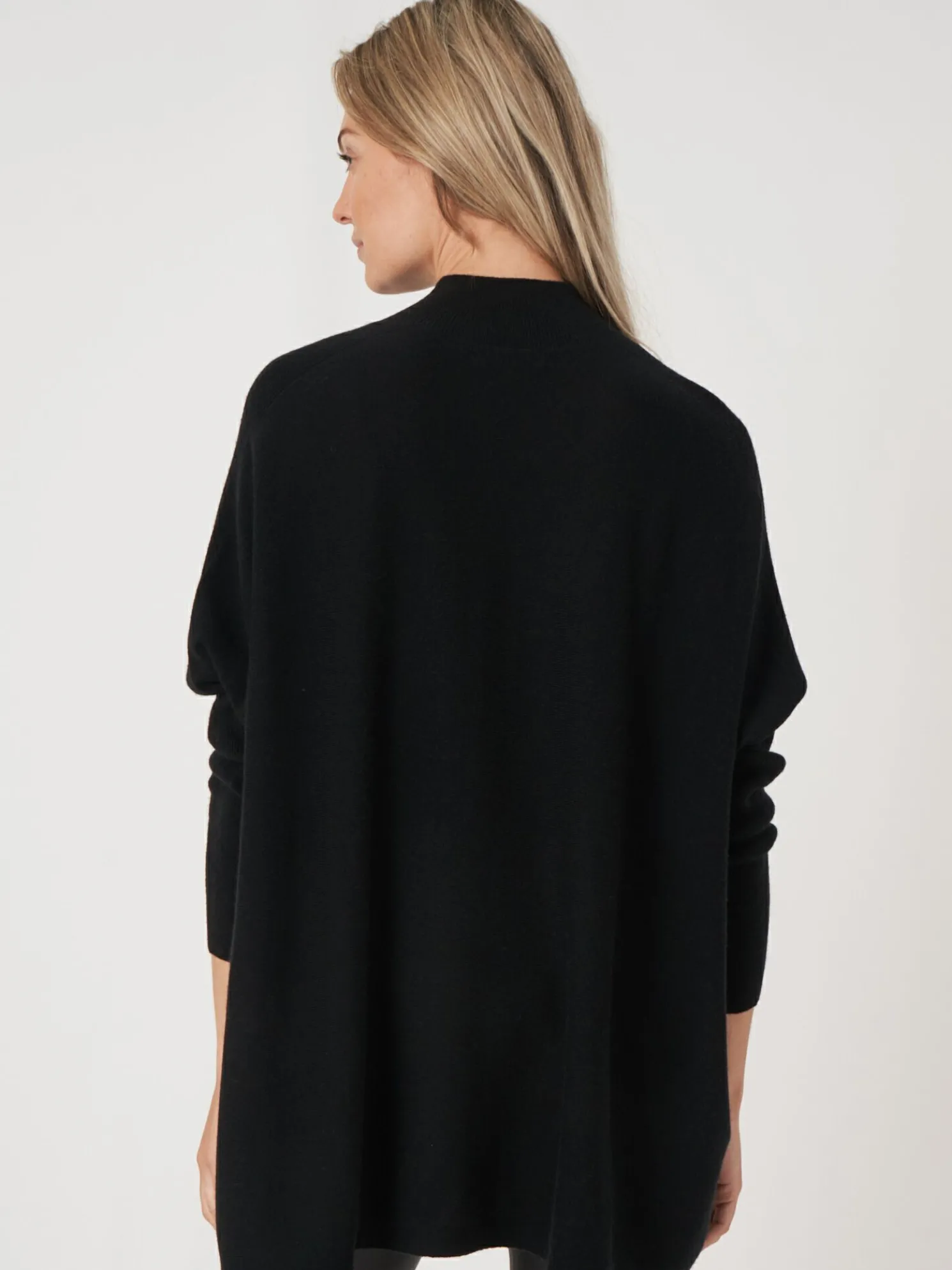 Oversized Fijn Gebreide Poncho Trui Van Cashmere-Mix