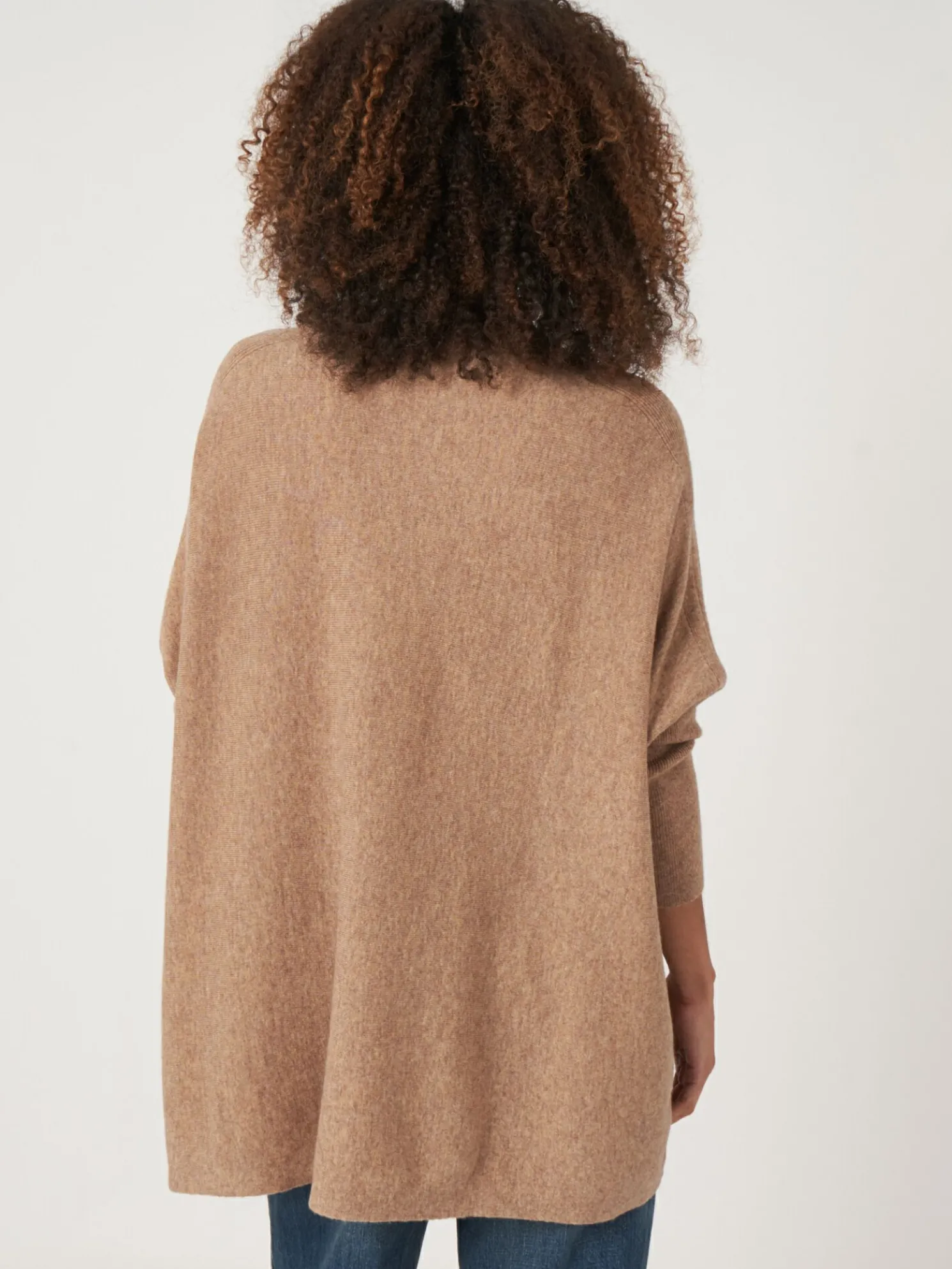 Oversized Fijn Gebreide Poncho Trui Van Cashmere-Mix