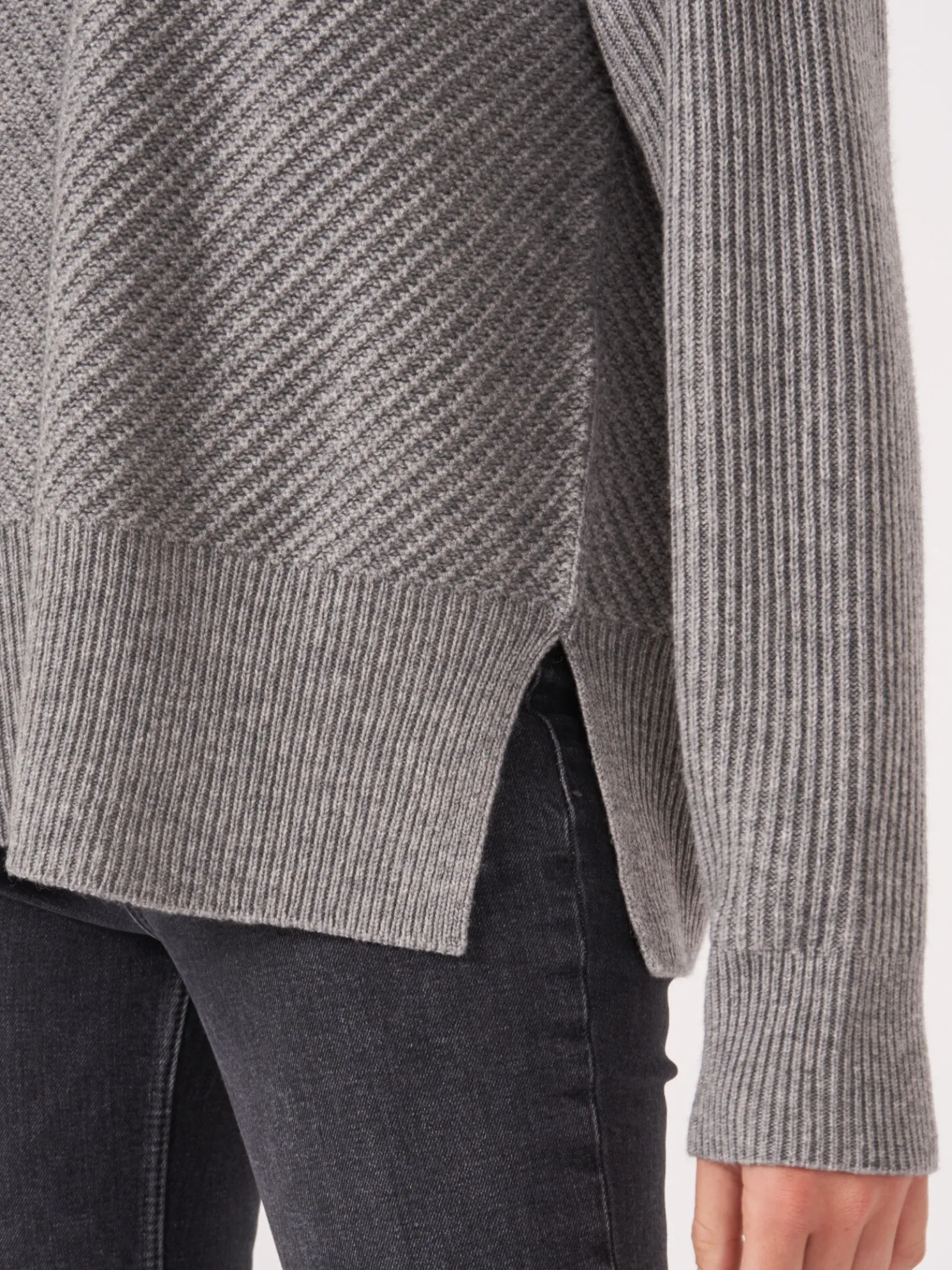 Oversized Gebreide Trui Met Diagonale Rib