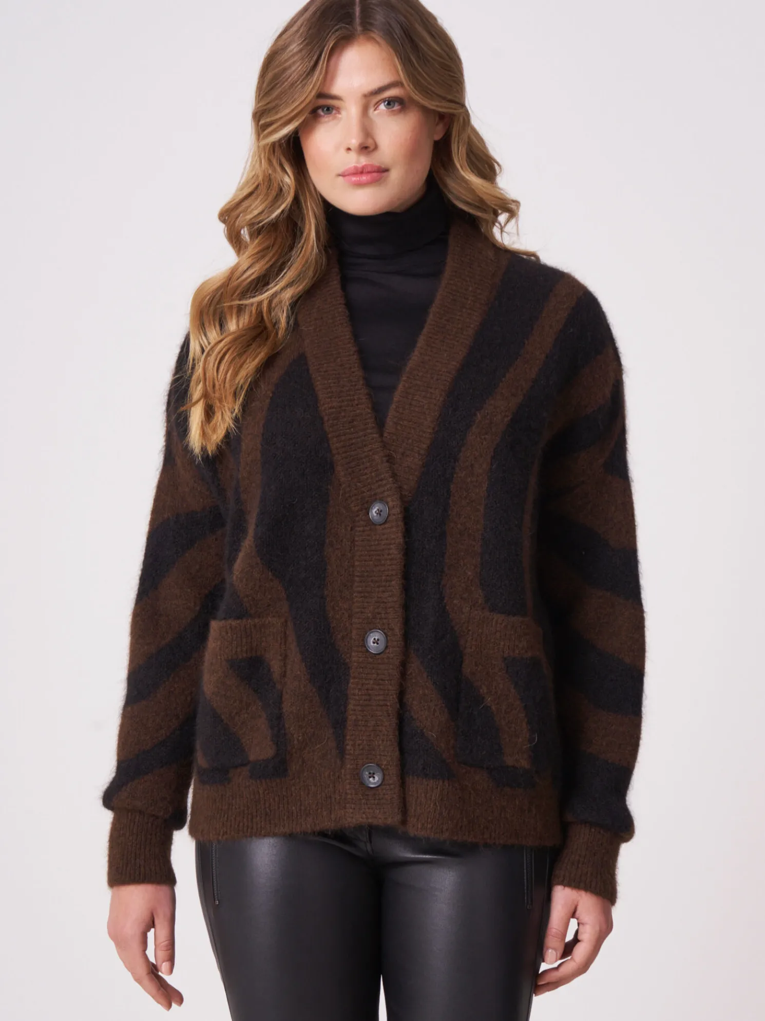 Oversized Gebreide Intarsia V-Hals Trui