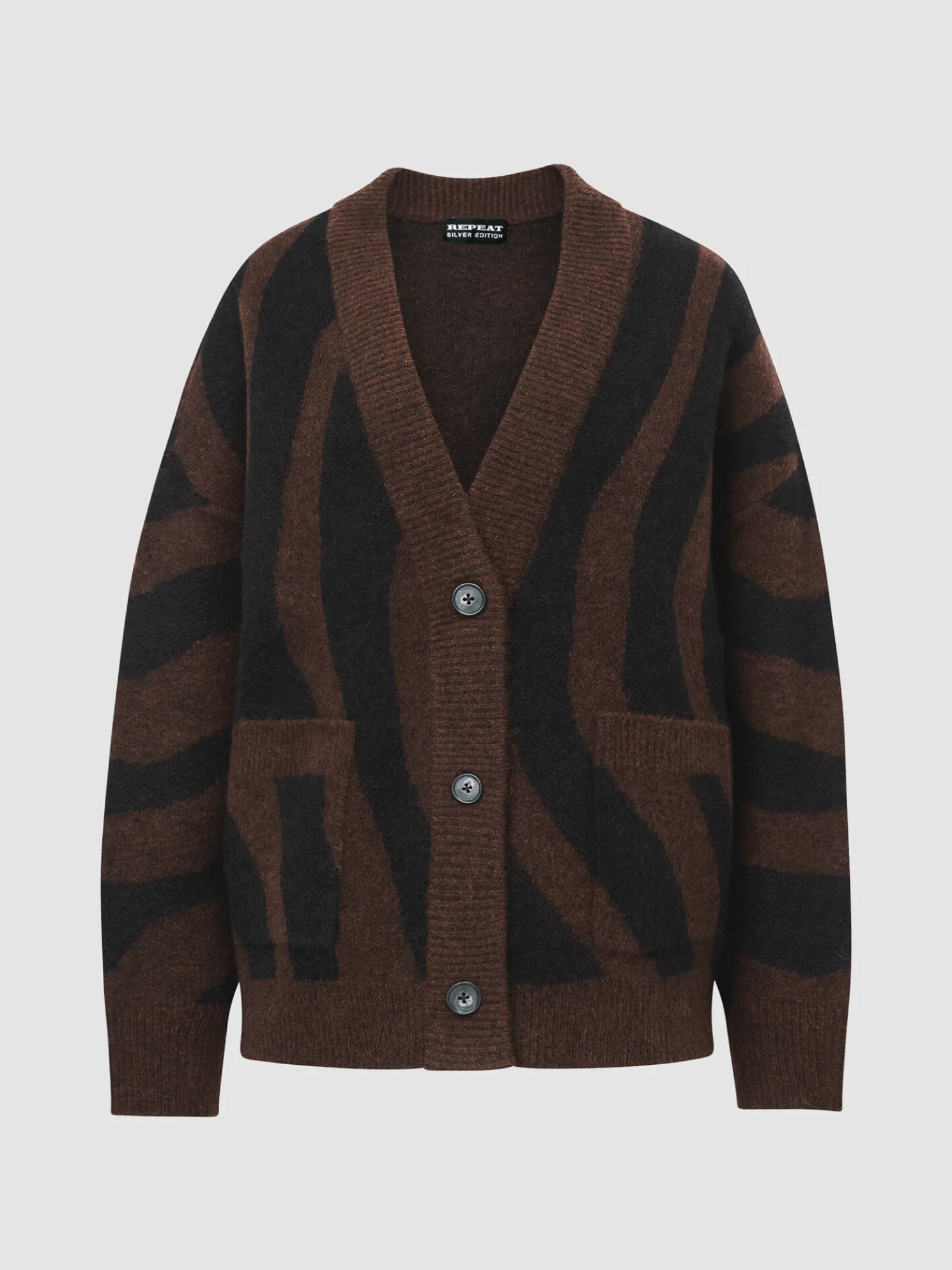 Oversized Gebreide Intarsia V-Hals Trui