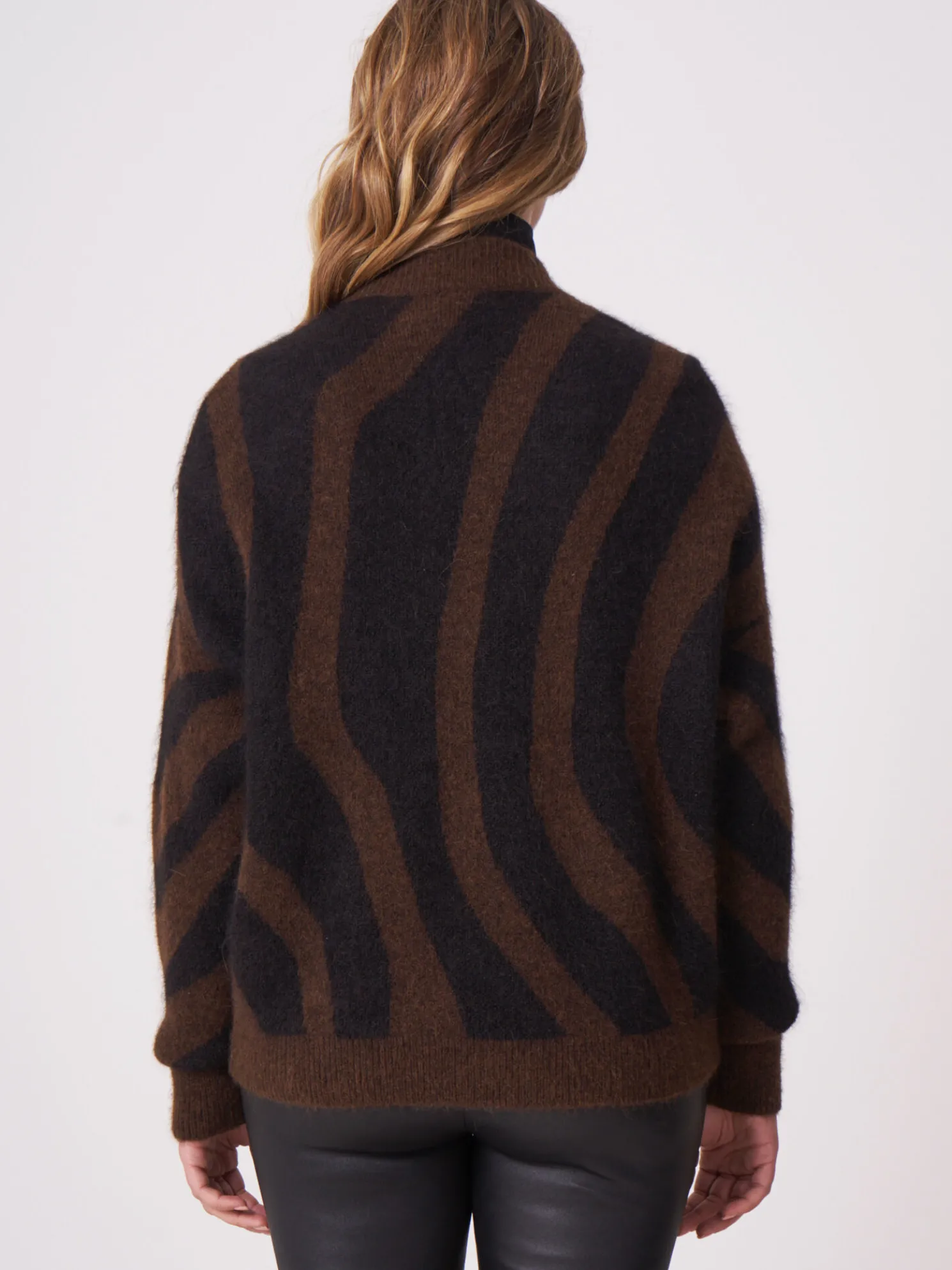 Oversized Gebreide Intarsia V-Hals Trui
