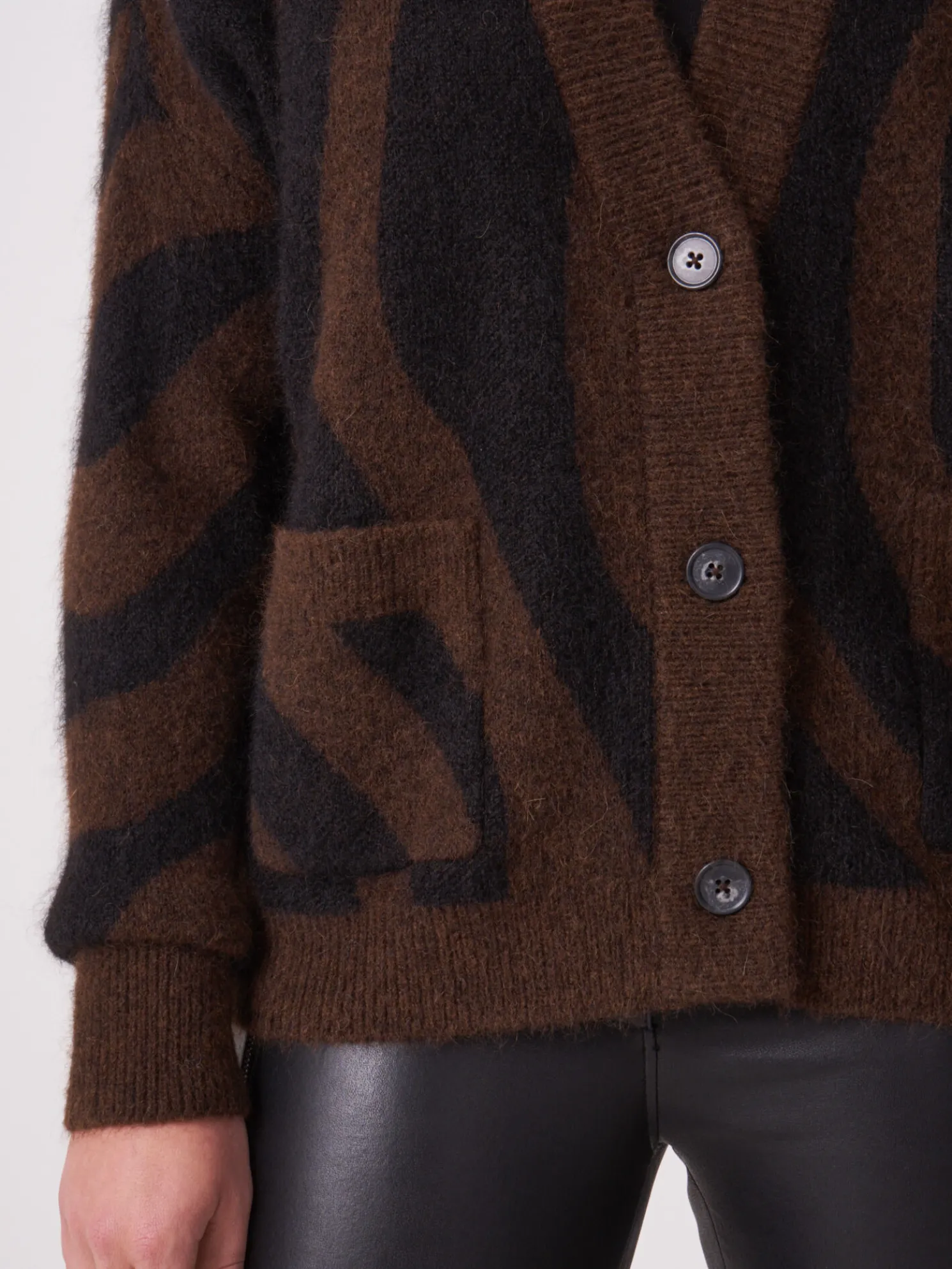 Oversized Gebreide Intarsia V-Hals Trui