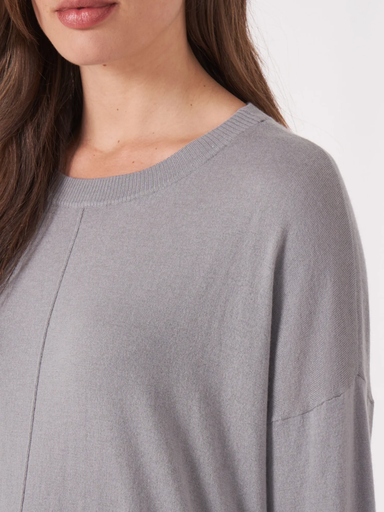 Oversized Trui Met Deelnaad Van Cashmere Melange