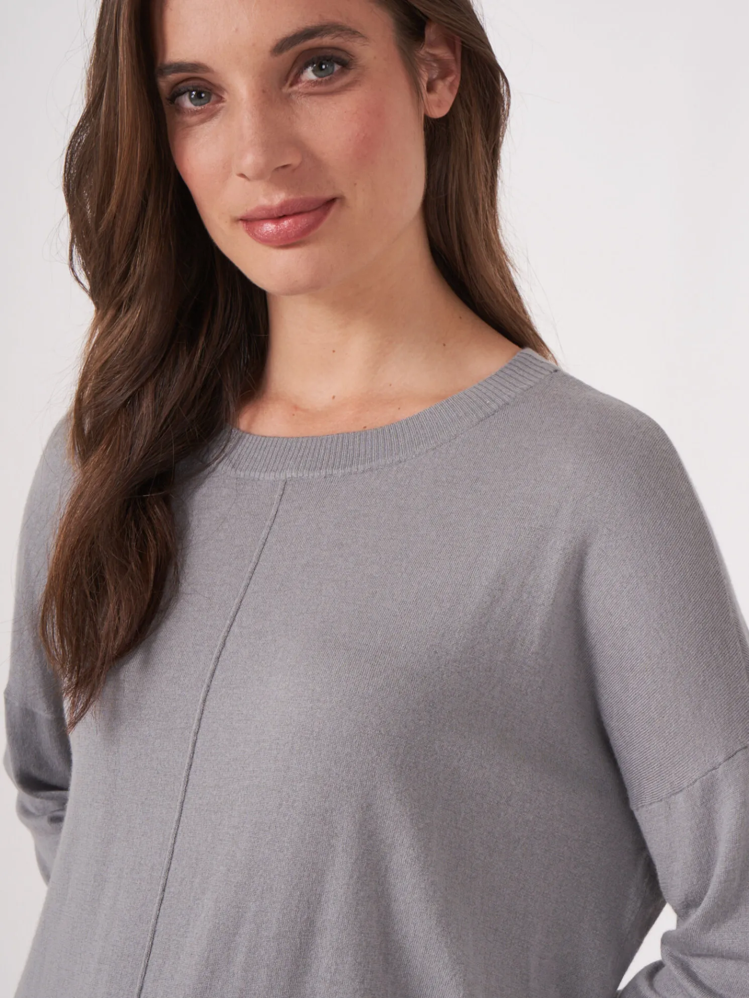 Oversized Trui Met Deelnaad Van Cashmere Melange