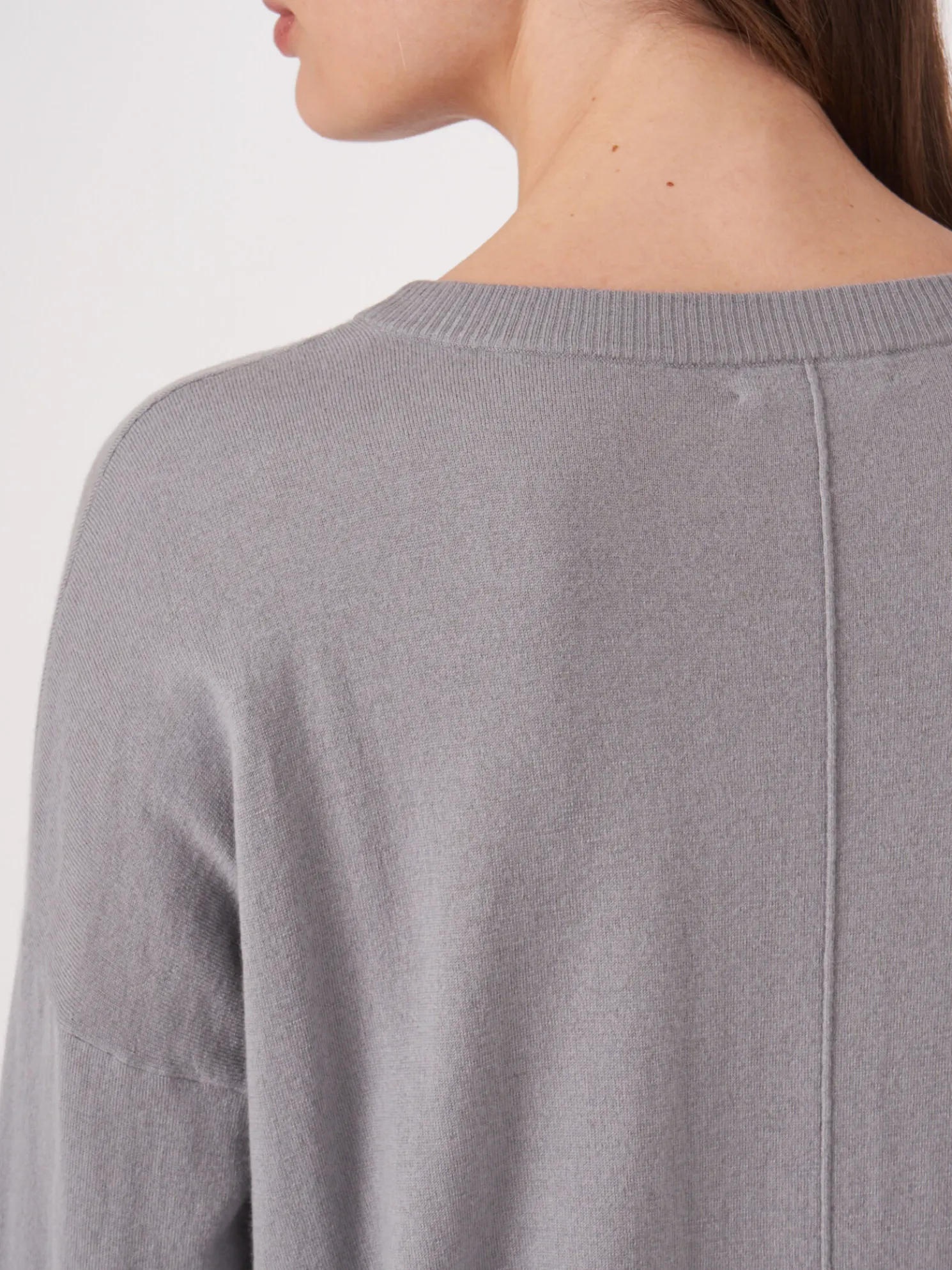 Oversized Trui Met Deelnaad Van Cashmere Melange