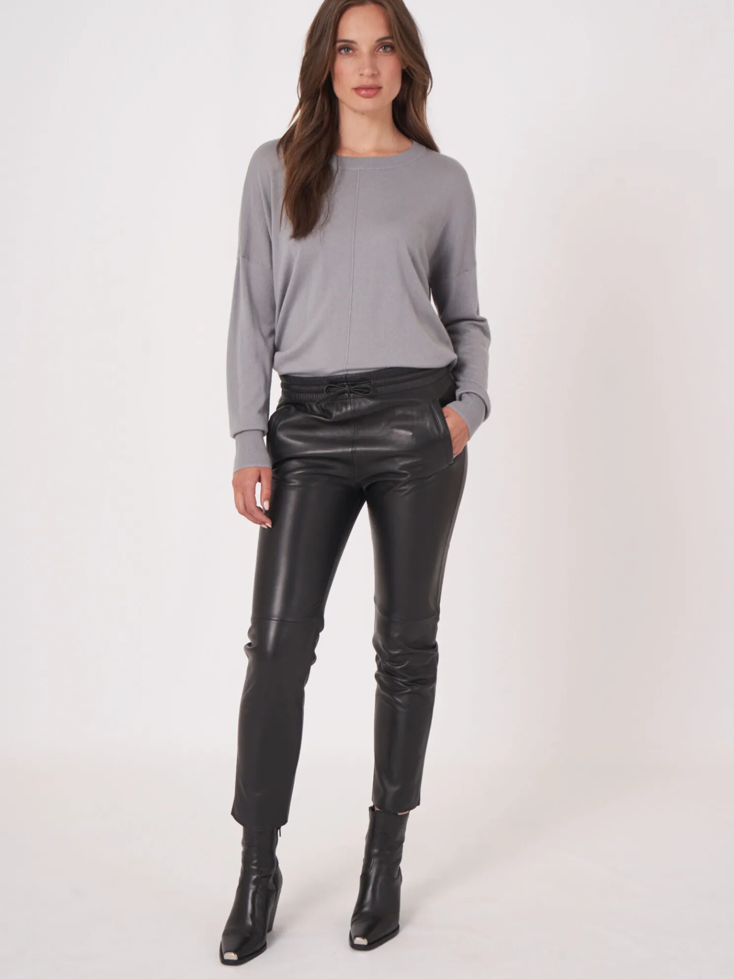 Oversized Trui Met Deelnaad Van Cashmere Melange