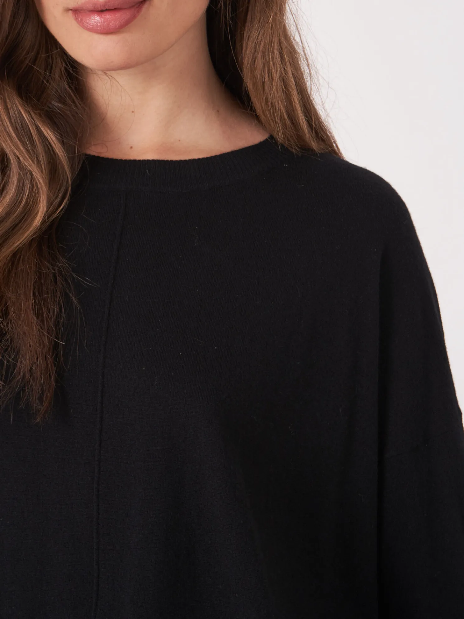 Oversized Trui Met Deelnaad Van Cashmere Melange