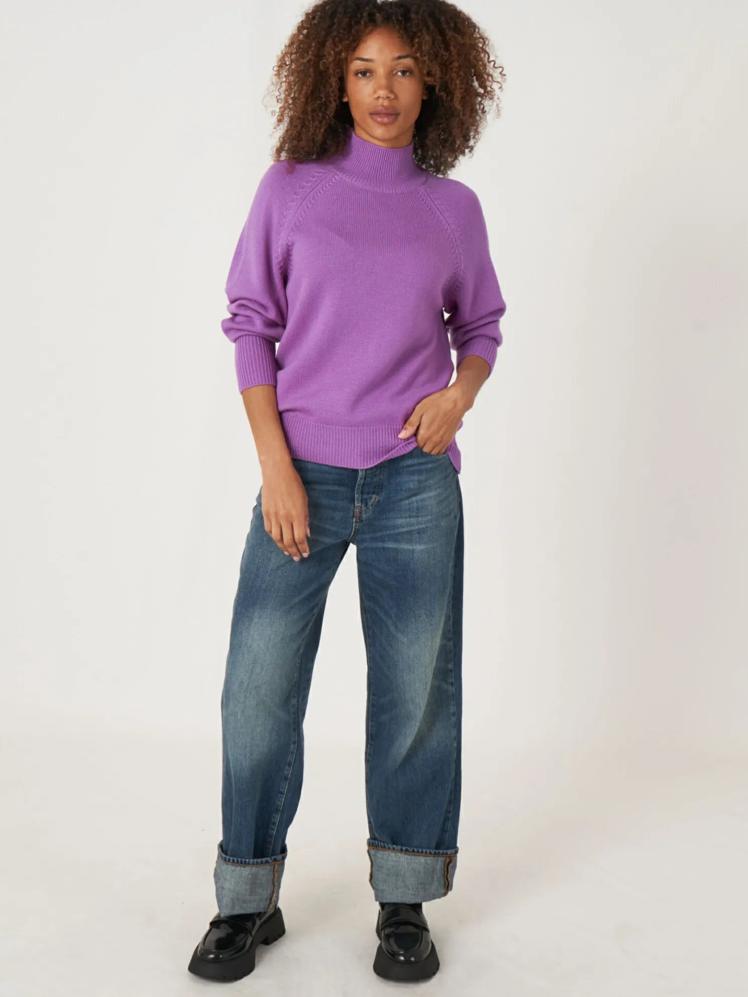 Raglantrui Met Opstaande Kraag Van Merinowol