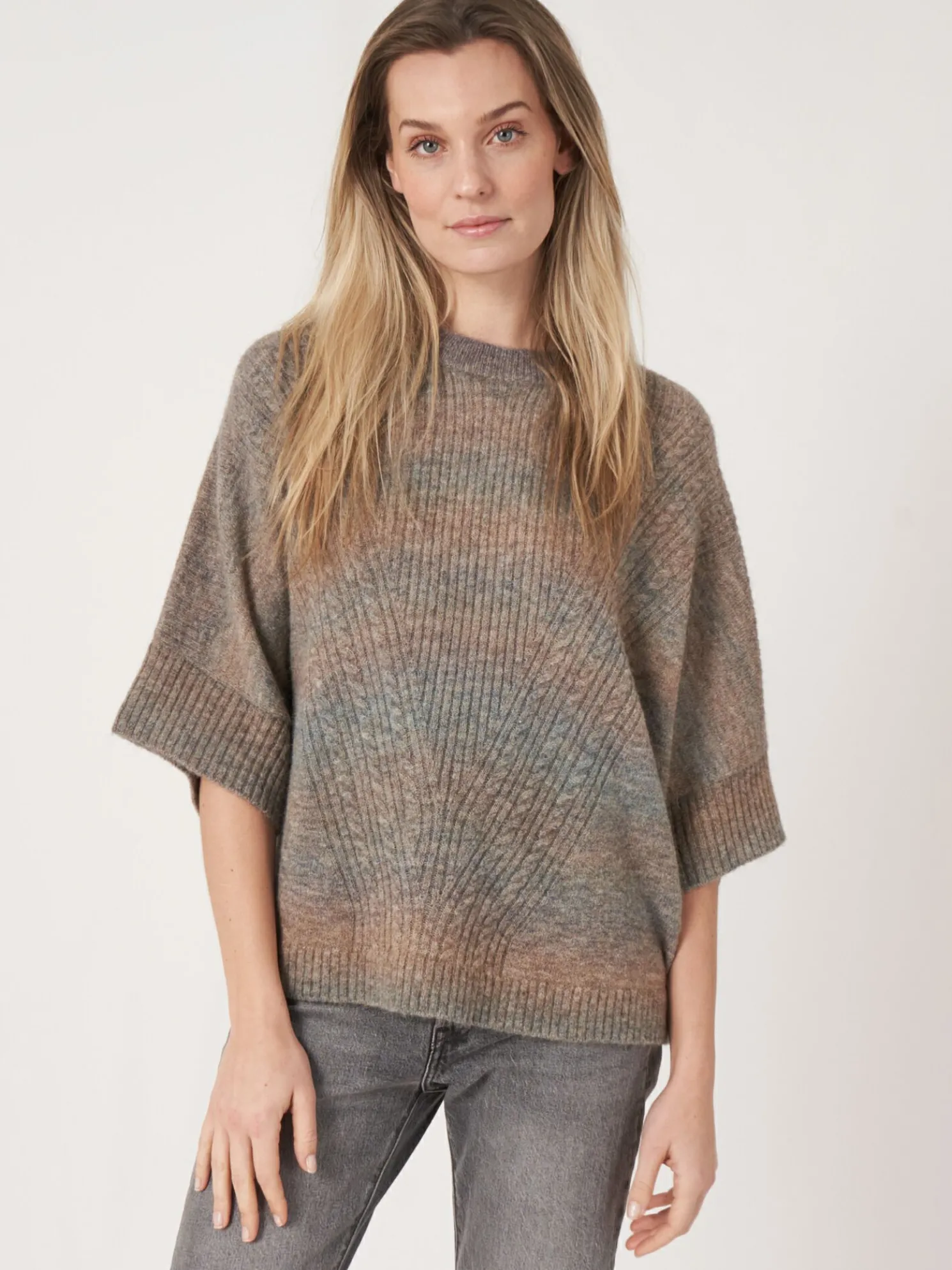 Space Dye Poncho Van Italiaanse Wol-Mix