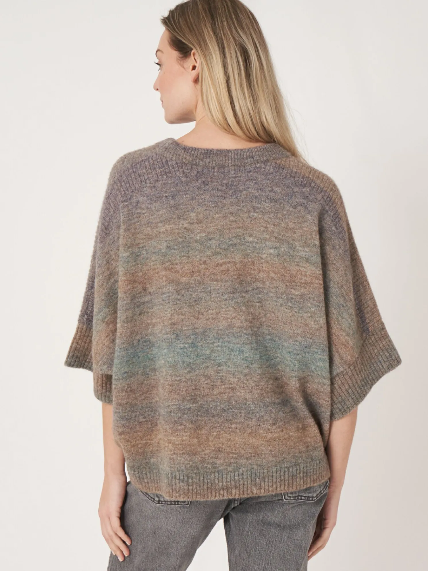 Space Dye Poncho Van Italiaanse Wol-Mix