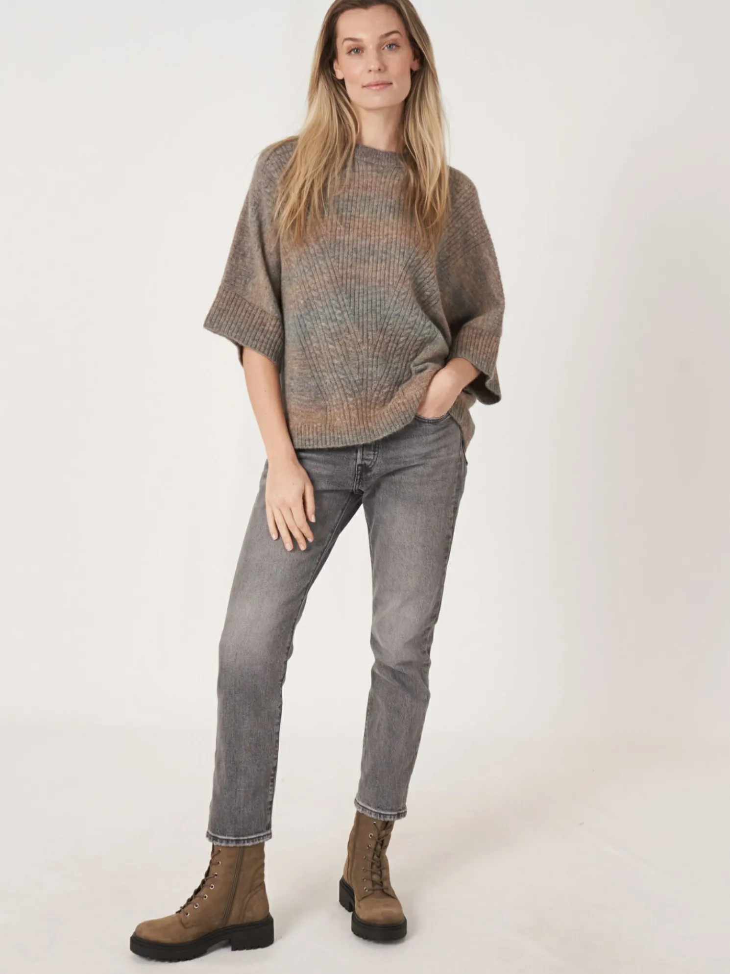 Space Dye Poncho Van Italiaanse Wol-Mix