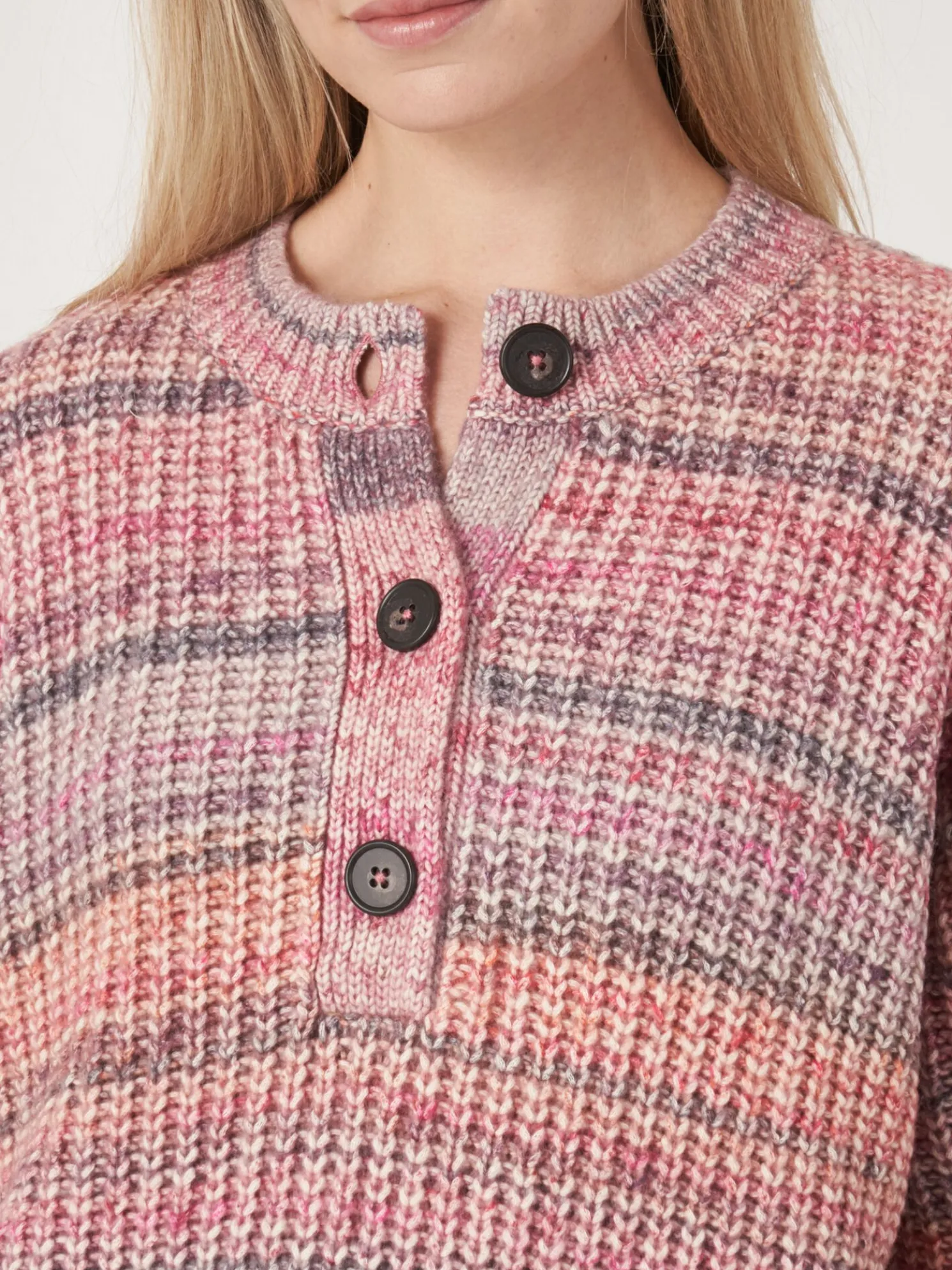 Space Dye Trui Met Halve Knooplijst