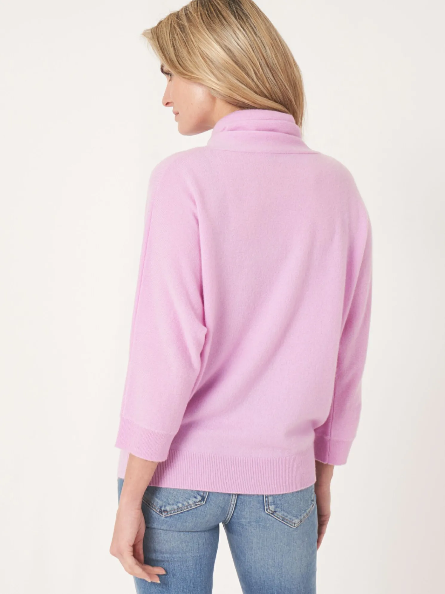 Sportieve Cashmere Trui Met Opstaande Kraag Met Trekkoord