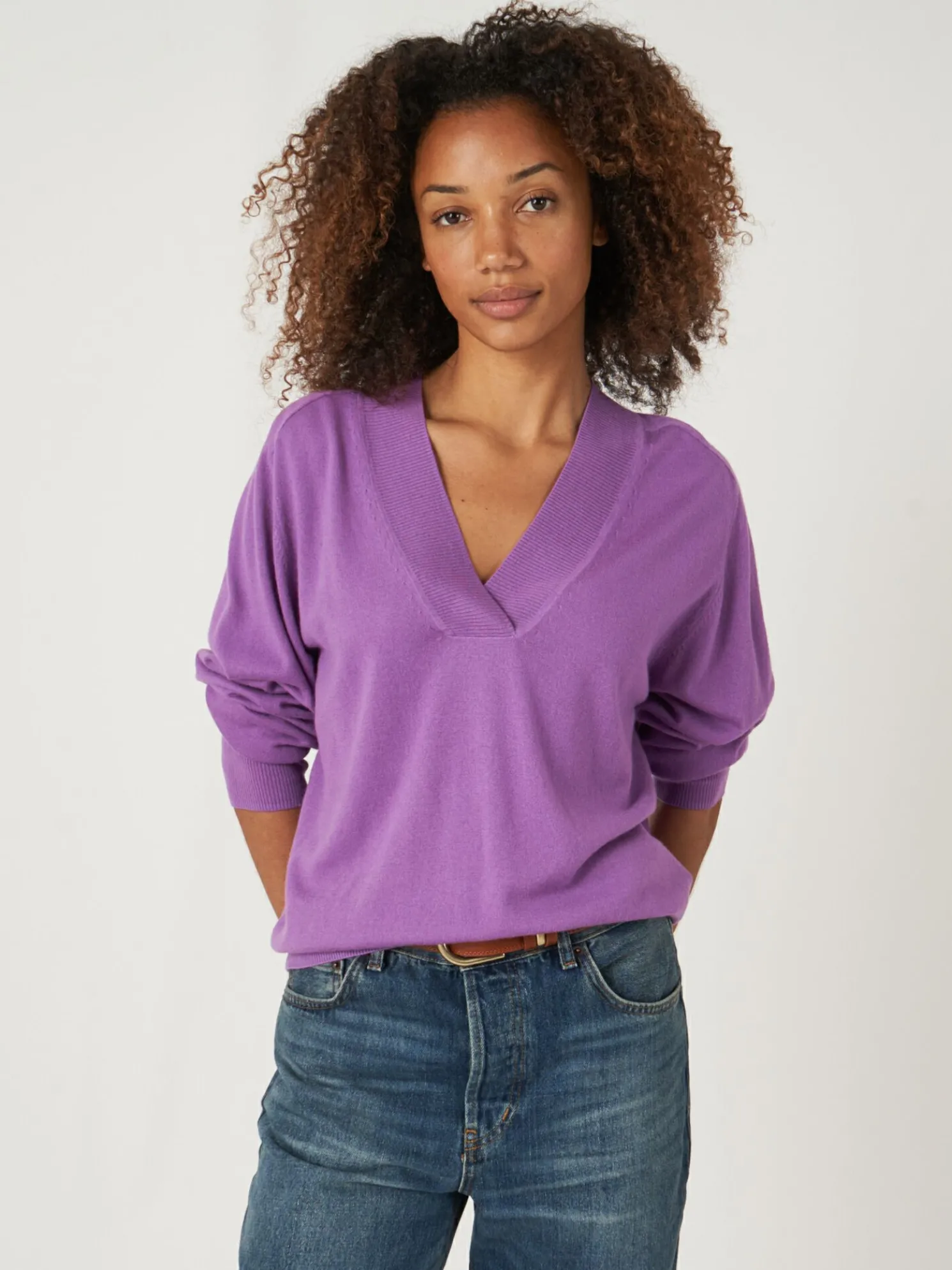 Superfijn Gebreide Trui Met V-Hals