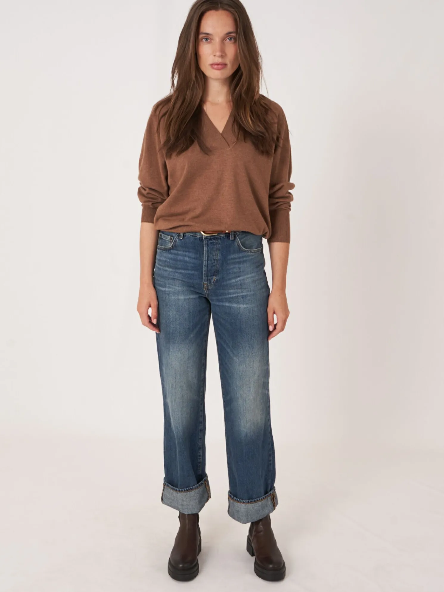 Superfijn Gebreide Trui Met V-Hals