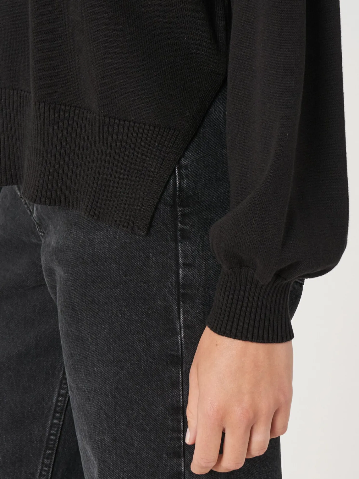 Trui Met Hoge Hals En Pofmouwen Van Katoen-Mix