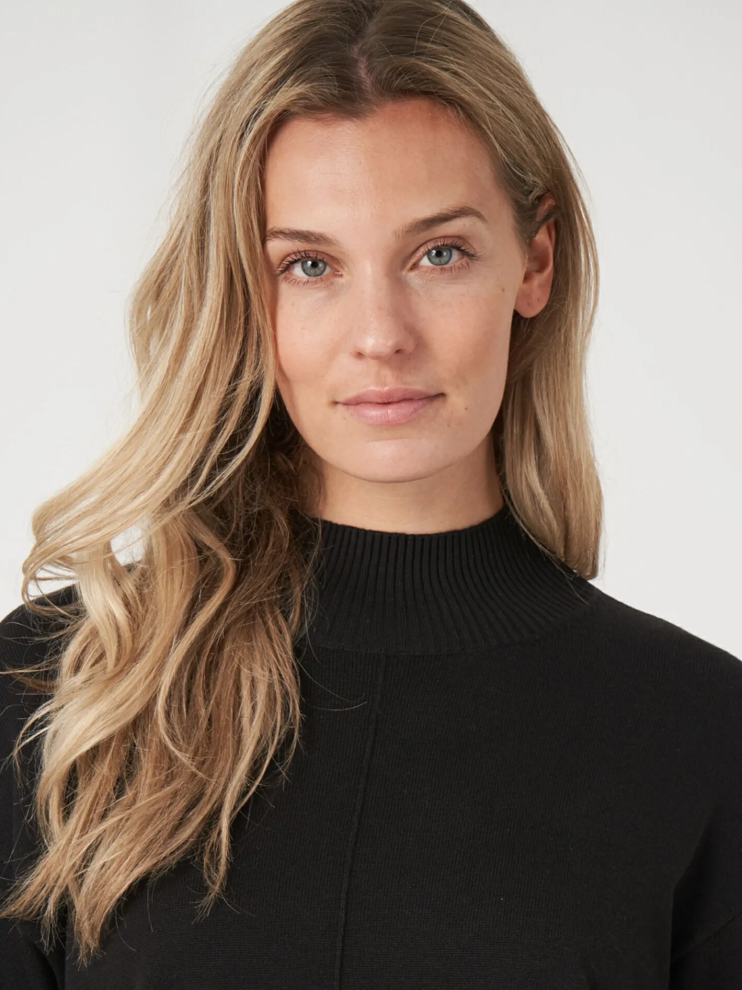 Trui Met Hoge Hals En Pofmouwen Van Katoen-Mix