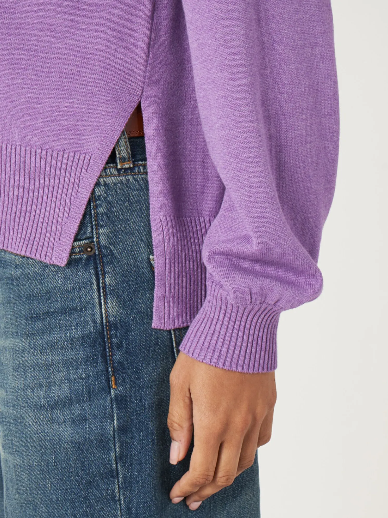 Trui Met Hoge Hals En Pofmouwen Van Katoen-Mix