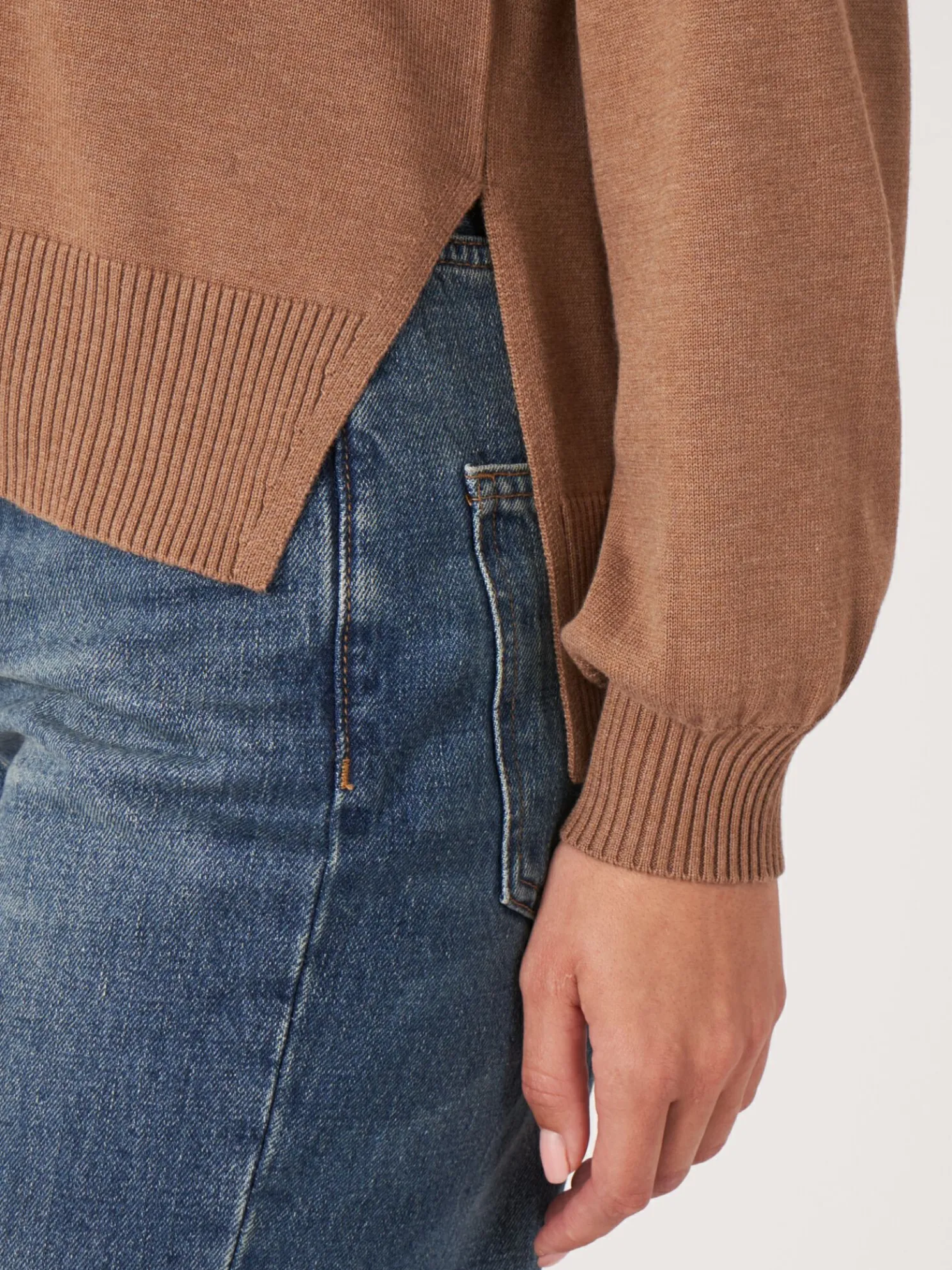 Trui Met Hoge Hals En Pofmouwen Van Katoen-Mix