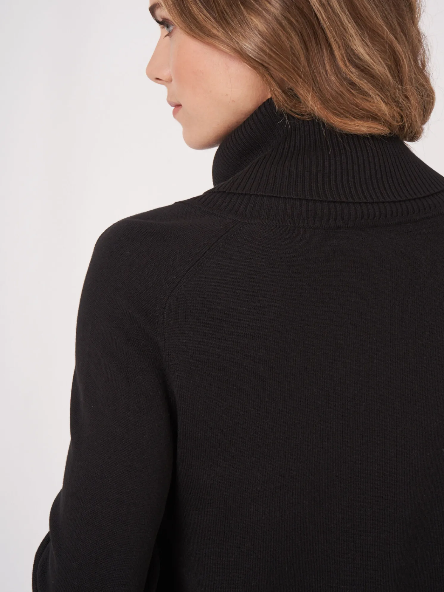 Trui Van Katoenmix Met Brede Geribde Rolkraag