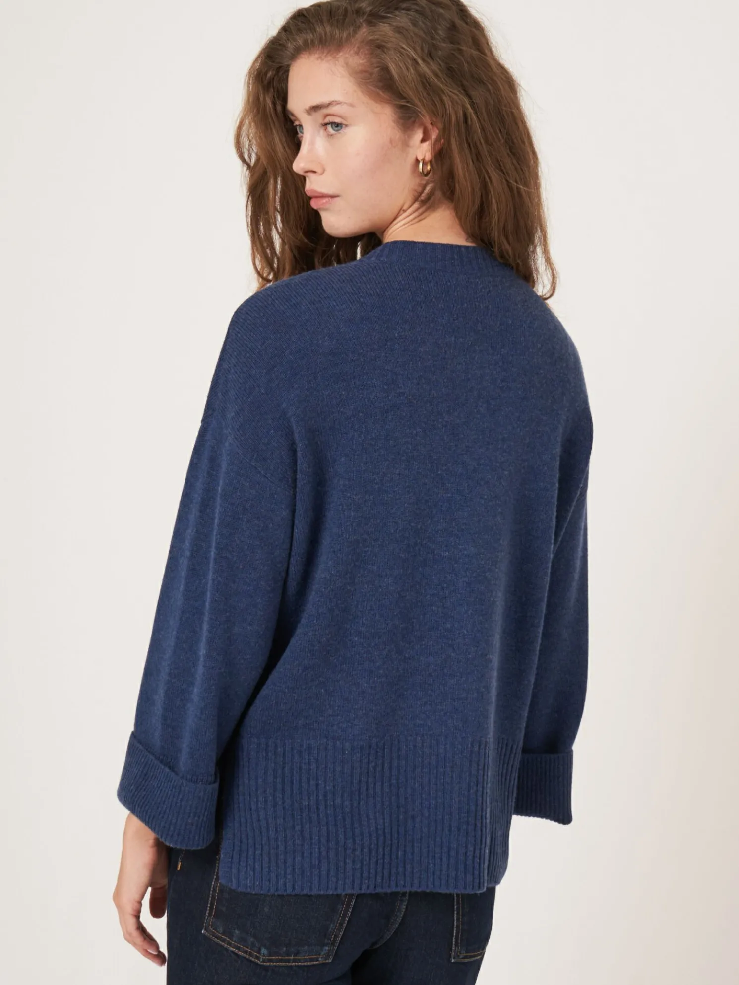 Vest Met Voorzak En Wijde Mouwen Met Geribd Detail